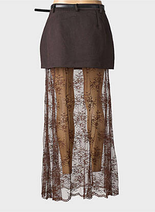 Jupe longue coupe droite marron LUMINA femme