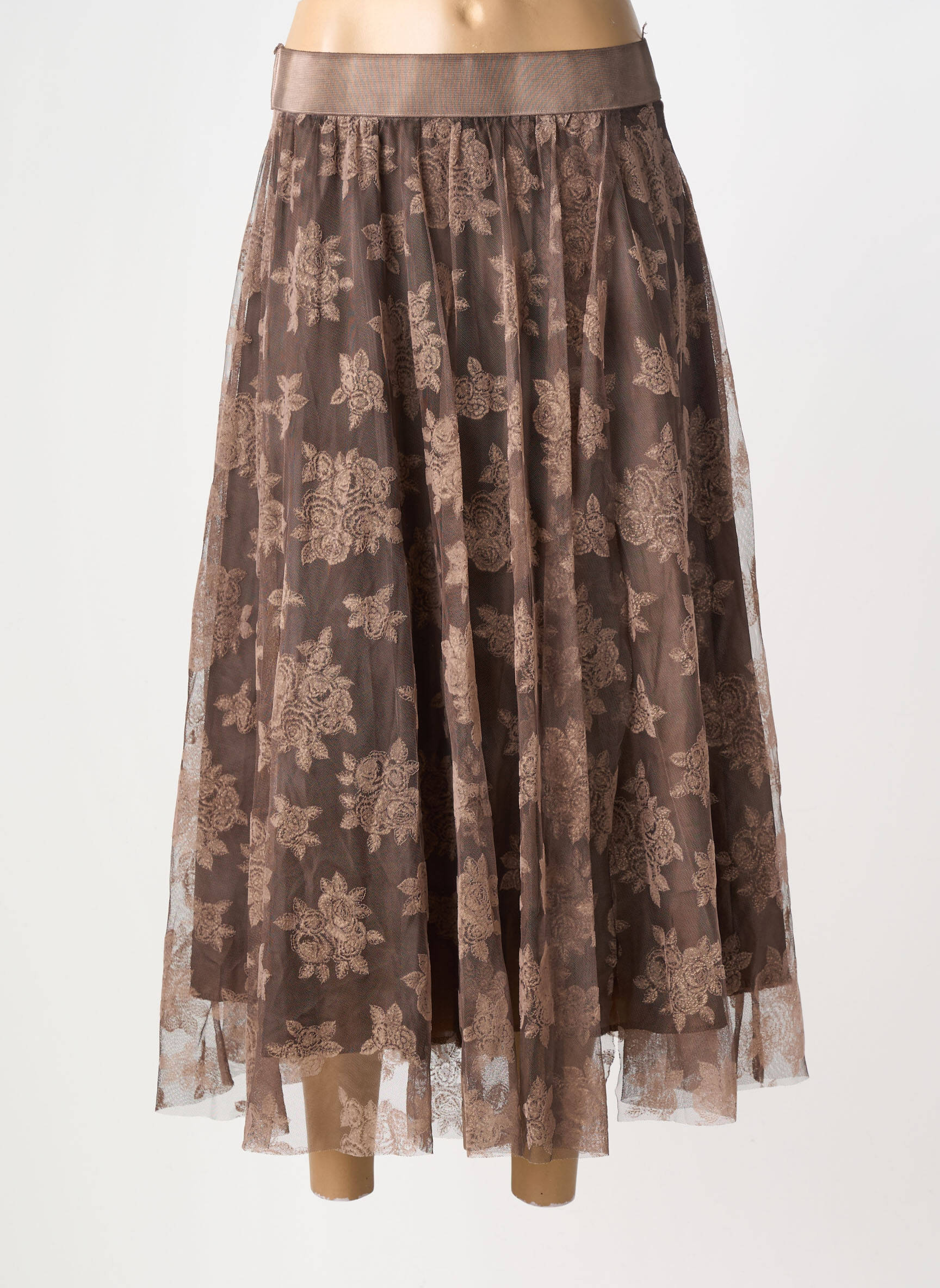Jupe longue doublure marron ALTAMIRA femme