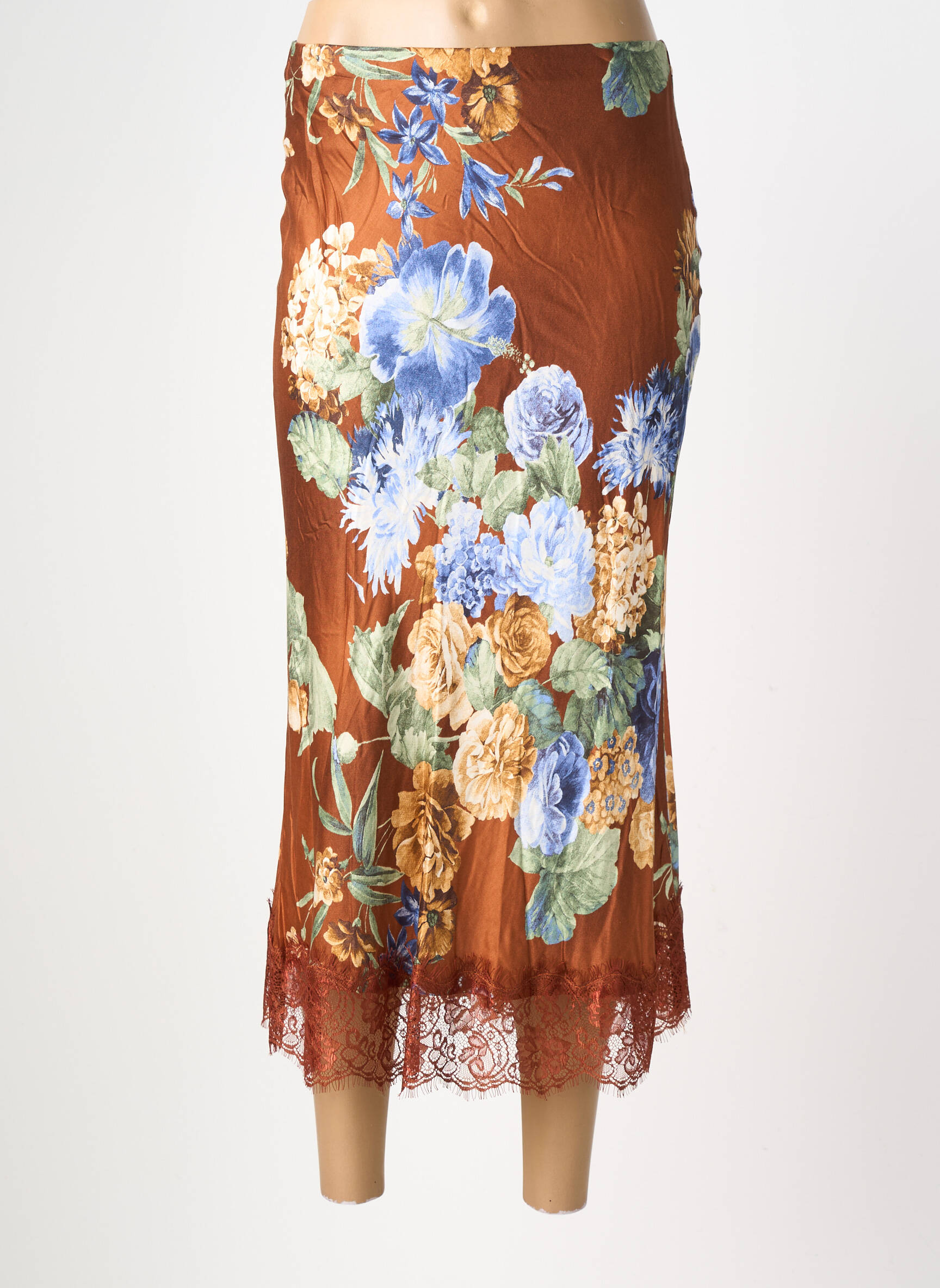 Jupe longue taille normale marron LUMINA femme