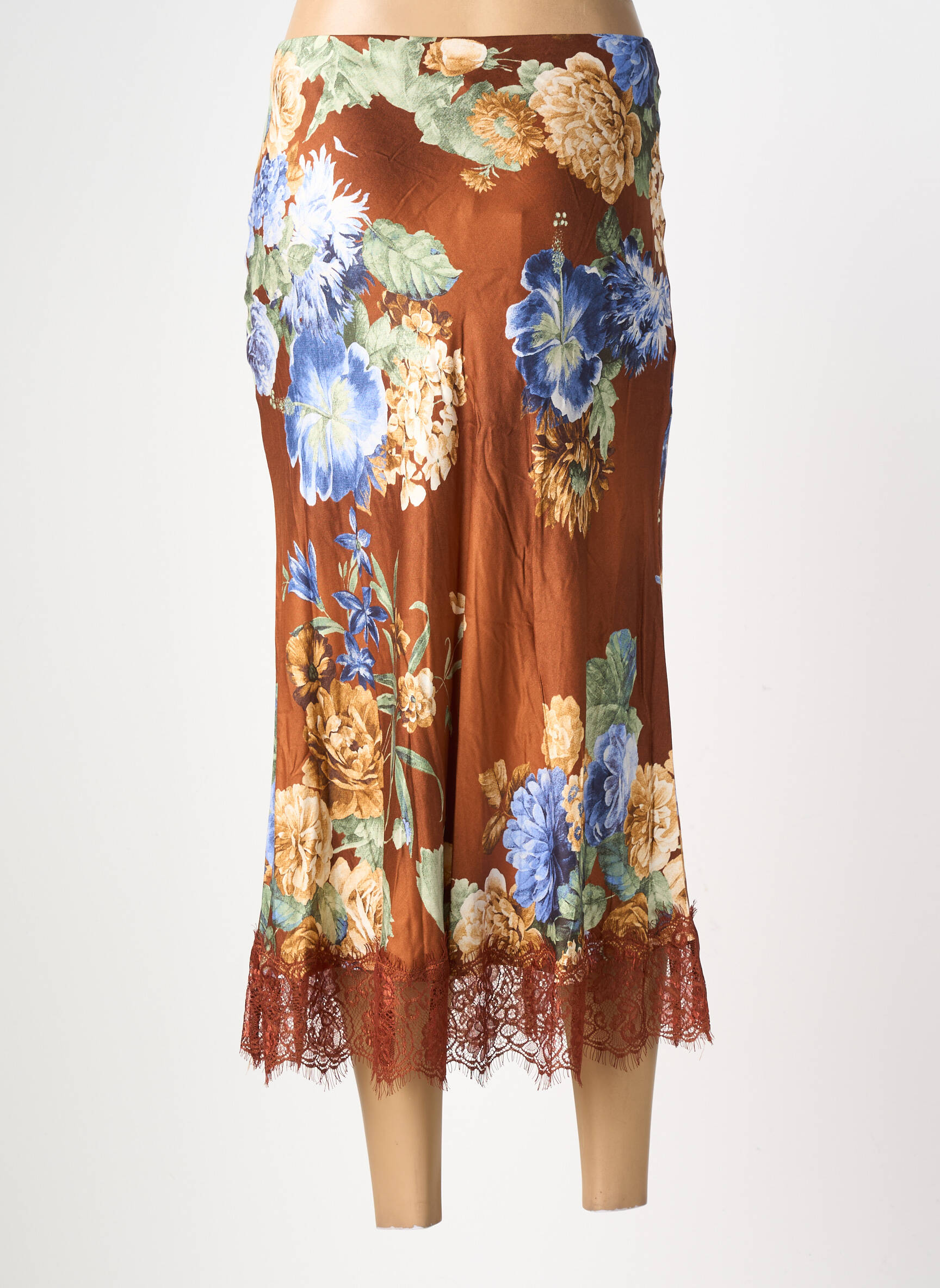 Jupe longue taille normale marron LUMINA femme