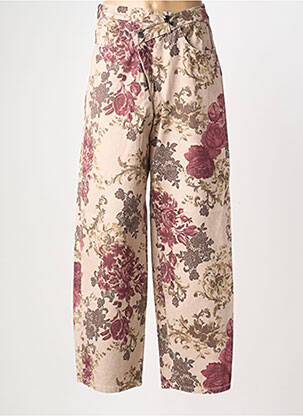 Pantalon large fermeture zippée sous rabat boutonné taille normale beige LUMINA femme