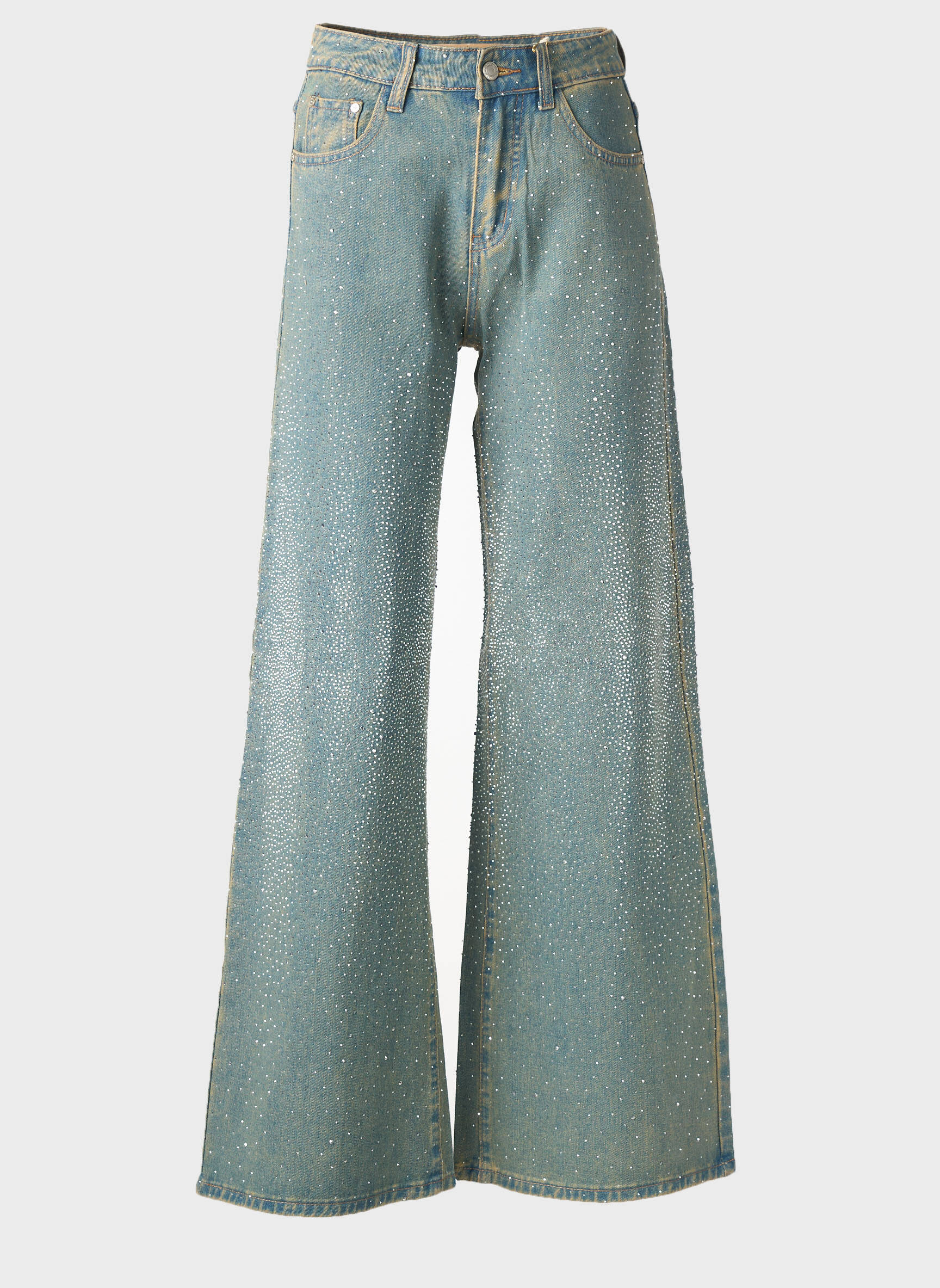 Jeans coupe large tissage brut taille normale bleu KING KONG femme