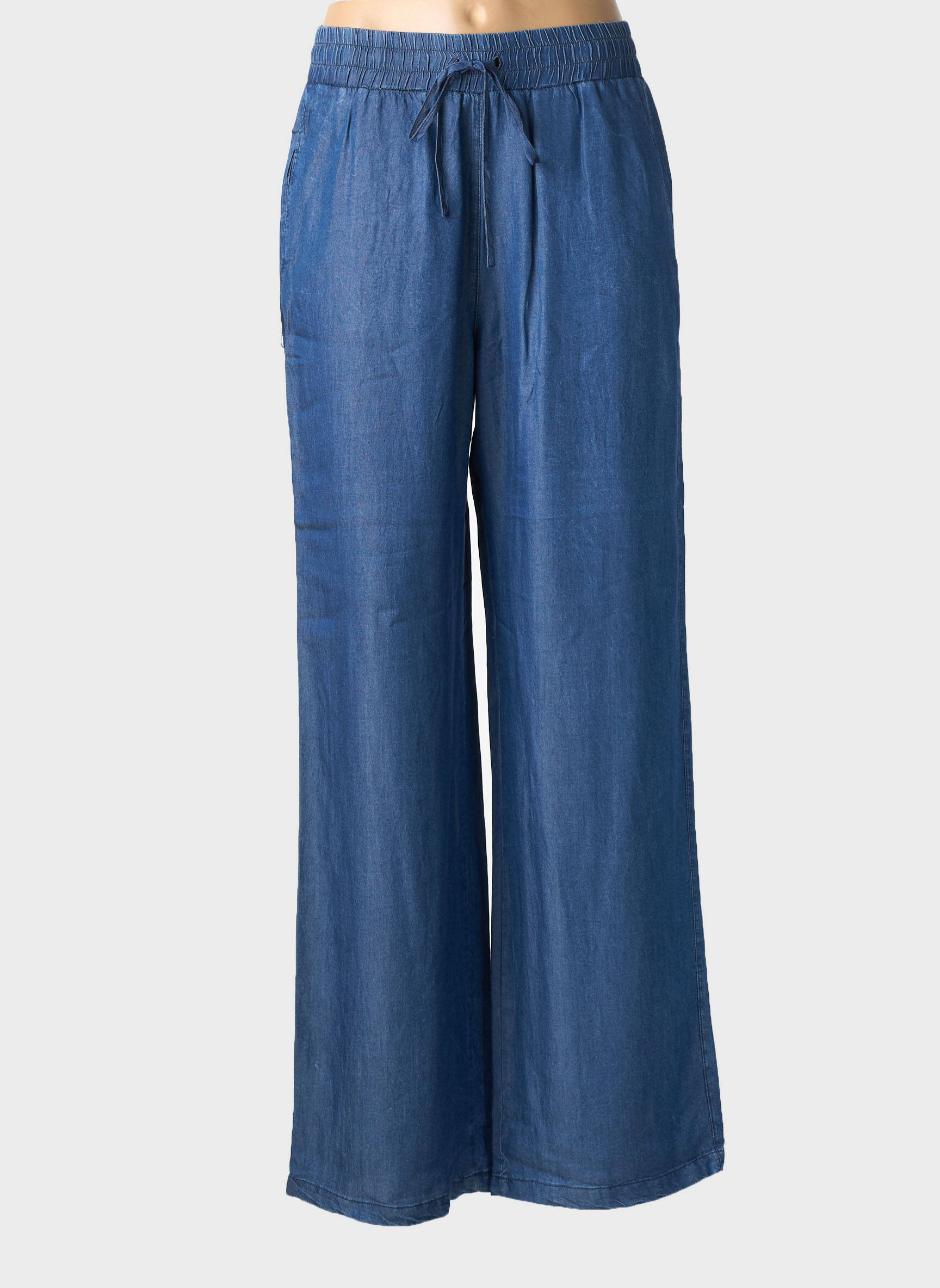 Pantalon droit tissage popeline taille normale bleu DIANA GALLESI femme