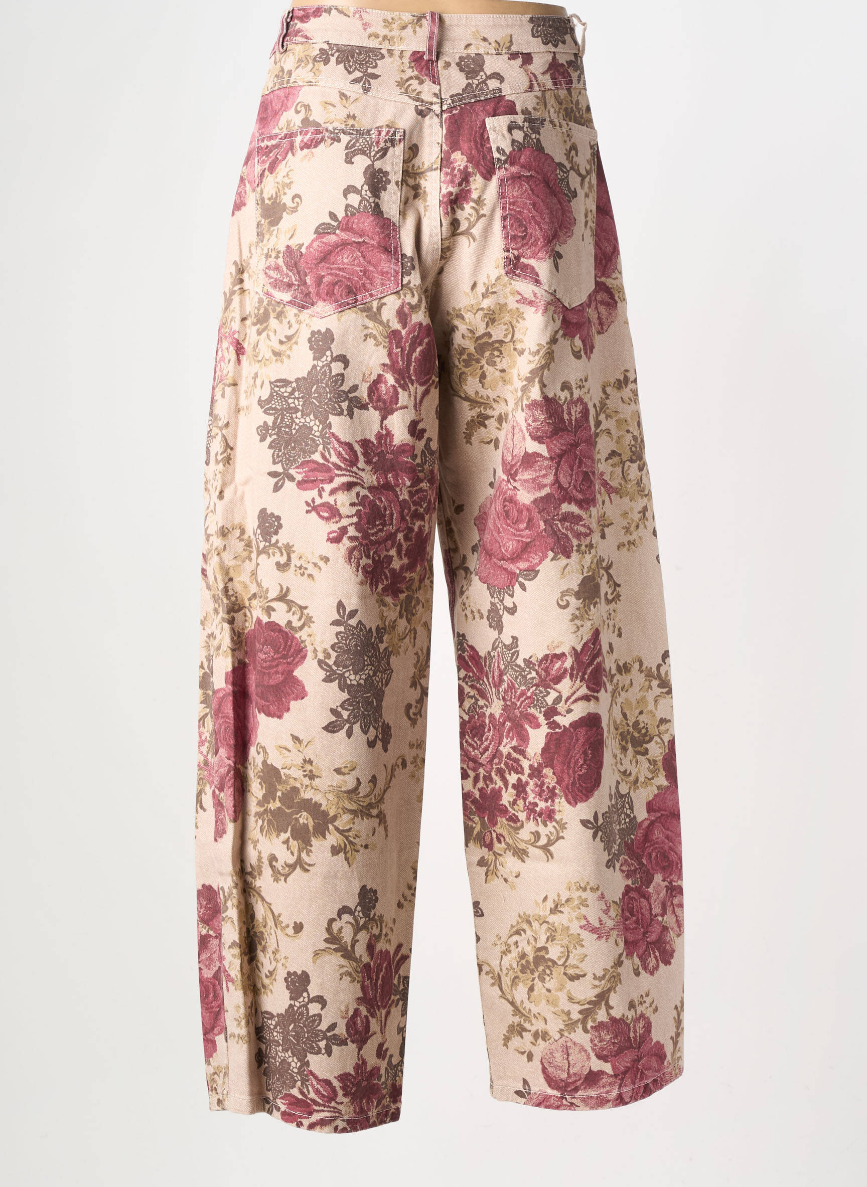 Pantalon large fermeture zippée sous rabat boutonné taille normale beige LUMINA femme