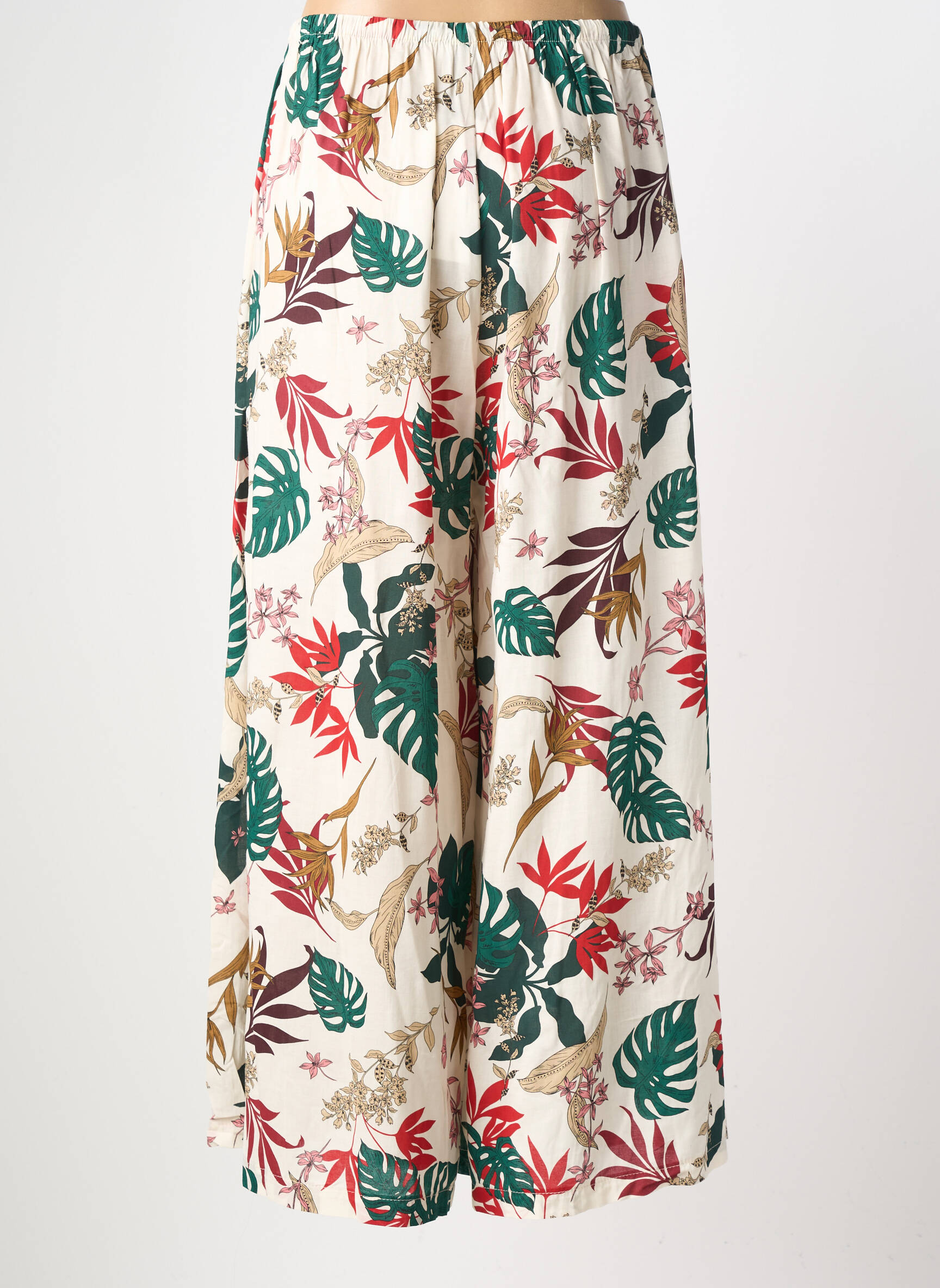 Pantalon large tissage popeline taille normale beige LUMINA femme