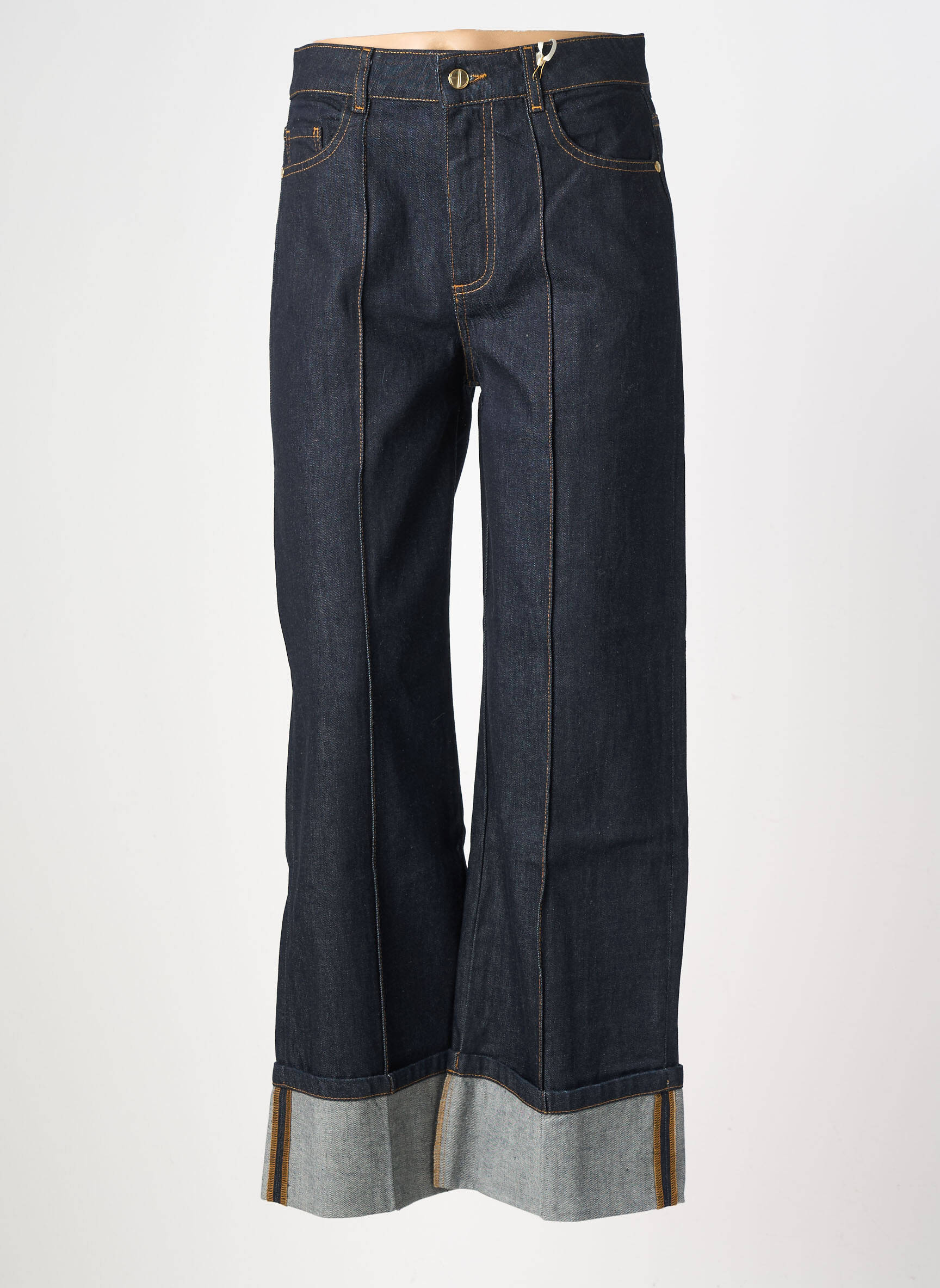 Jeans coupe large tissage brut taille normale bleu ANGELA DAVIS femme