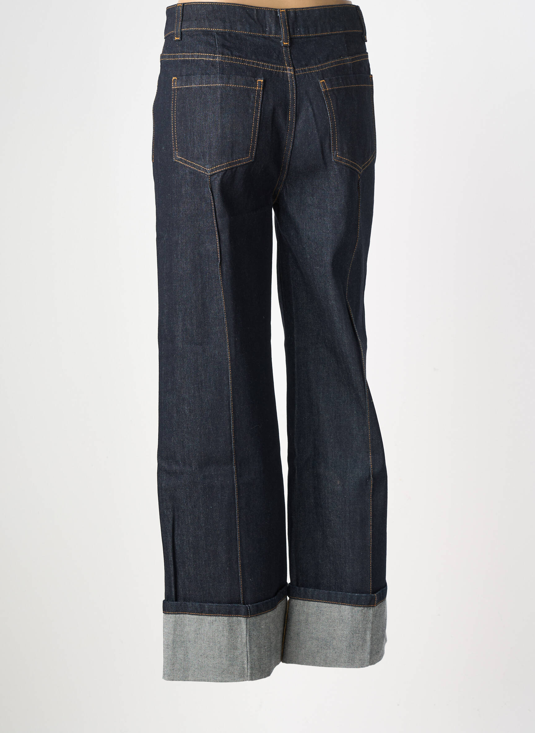 Jeans coupe large tissage brut taille normale bleu ANGELA DAVIS femme