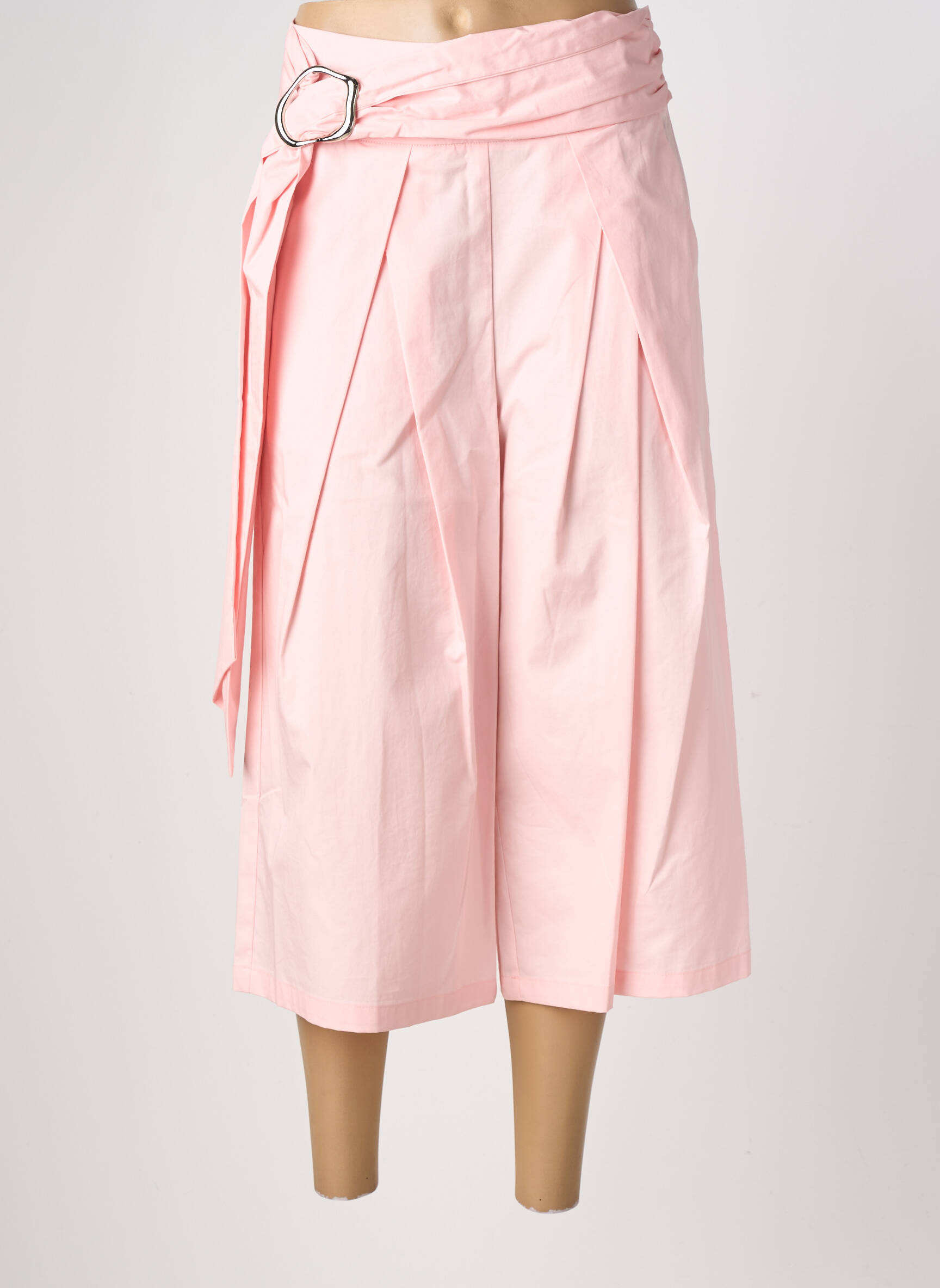 Pantacourt tissage popeline taille normale rose LUMINA femme