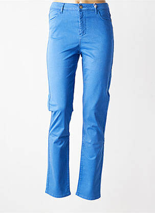Pantalon slim tissage popeline taille normale bleu KANOPE femme
