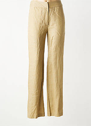 Pantalon droit tissage crêpe taille haute beige SCHOOL RAG femme