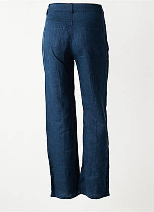 Pantalon droit tissage crêpe taille haute bleu VAN-DOS femme