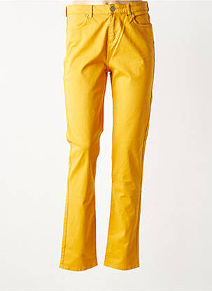 Pantalon droit tissage popeline taille normale jaune KANOPE femme