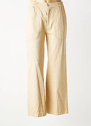 Pantalon droit tissage crêpe taille haute beige REIKO femme