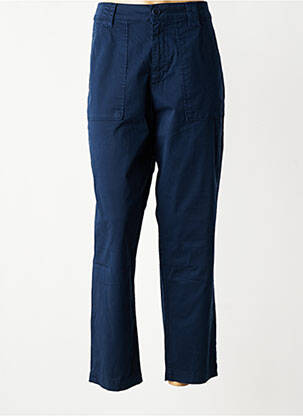 Pantalon droit tissage popeline taille normale bleu KANOPE femme