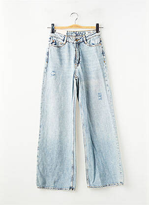 Jeans coupe large effet usé délavé taille haute bleu REIKO femme