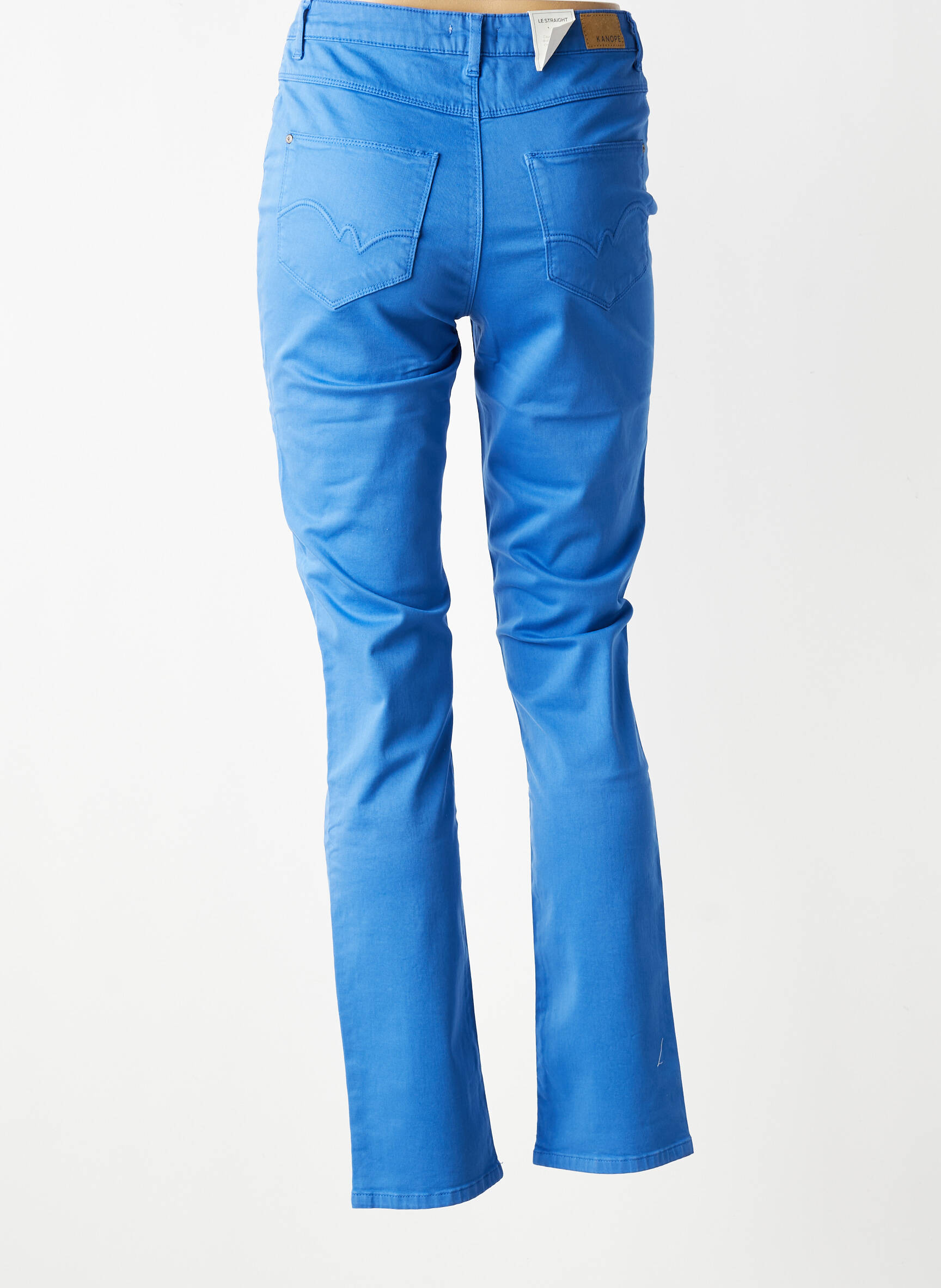 Pantalon slim tissage popeline taille normale bleu KANOPE femme