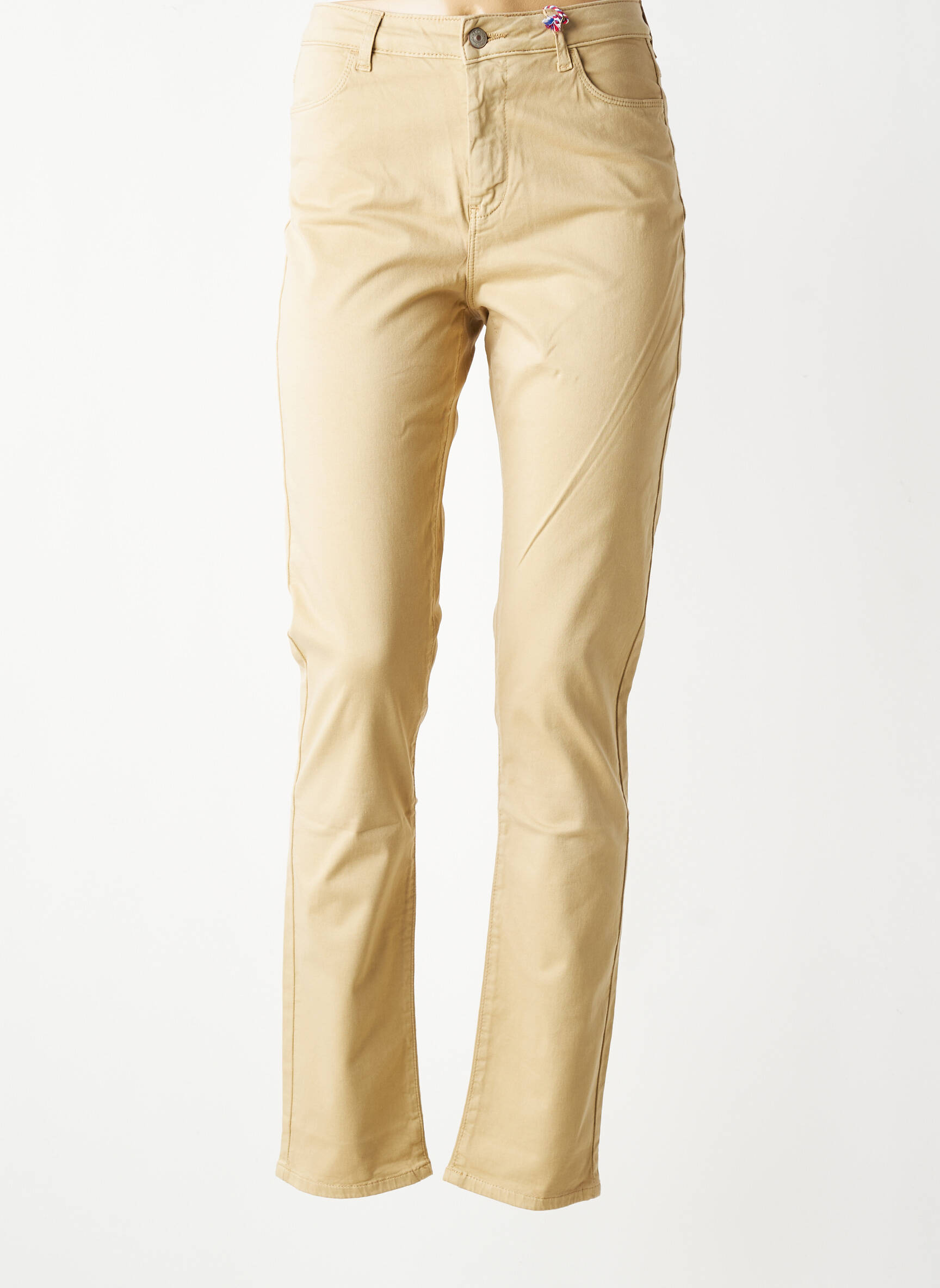 Pantalon slim tissage popeline taille normale beige KANOPE femme