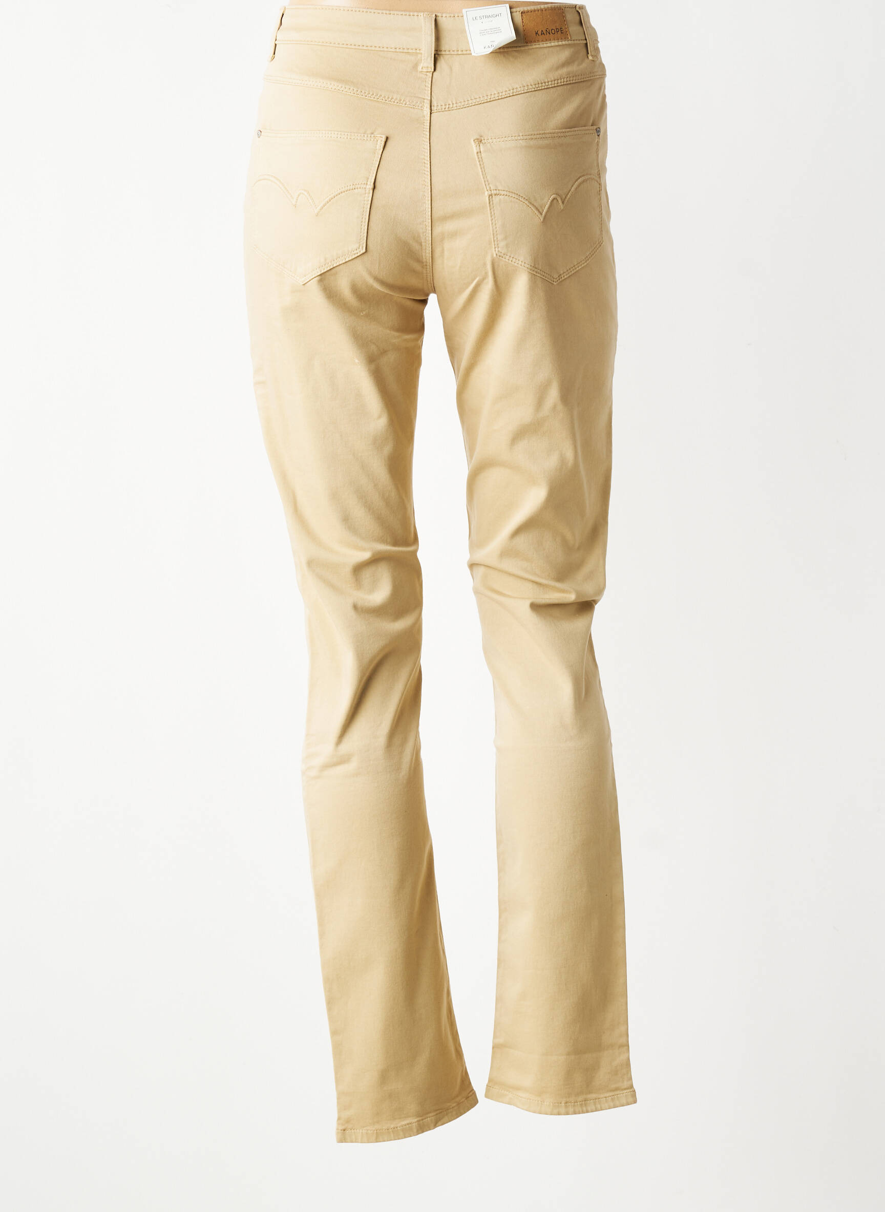 Pantalon slim tissage popeline taille normale beige KANOPE femme