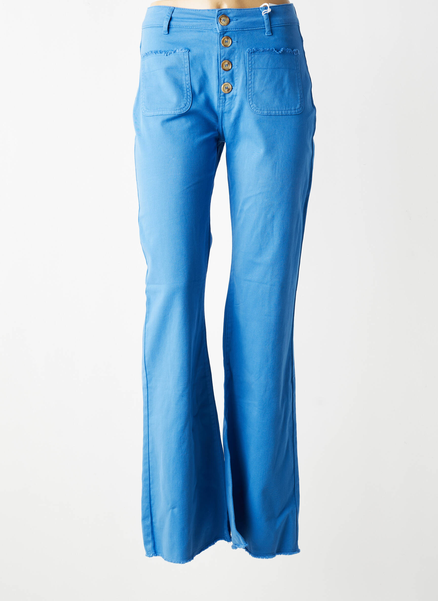 Jean coupe flare stretch taille haute bleu KANOPE femme
