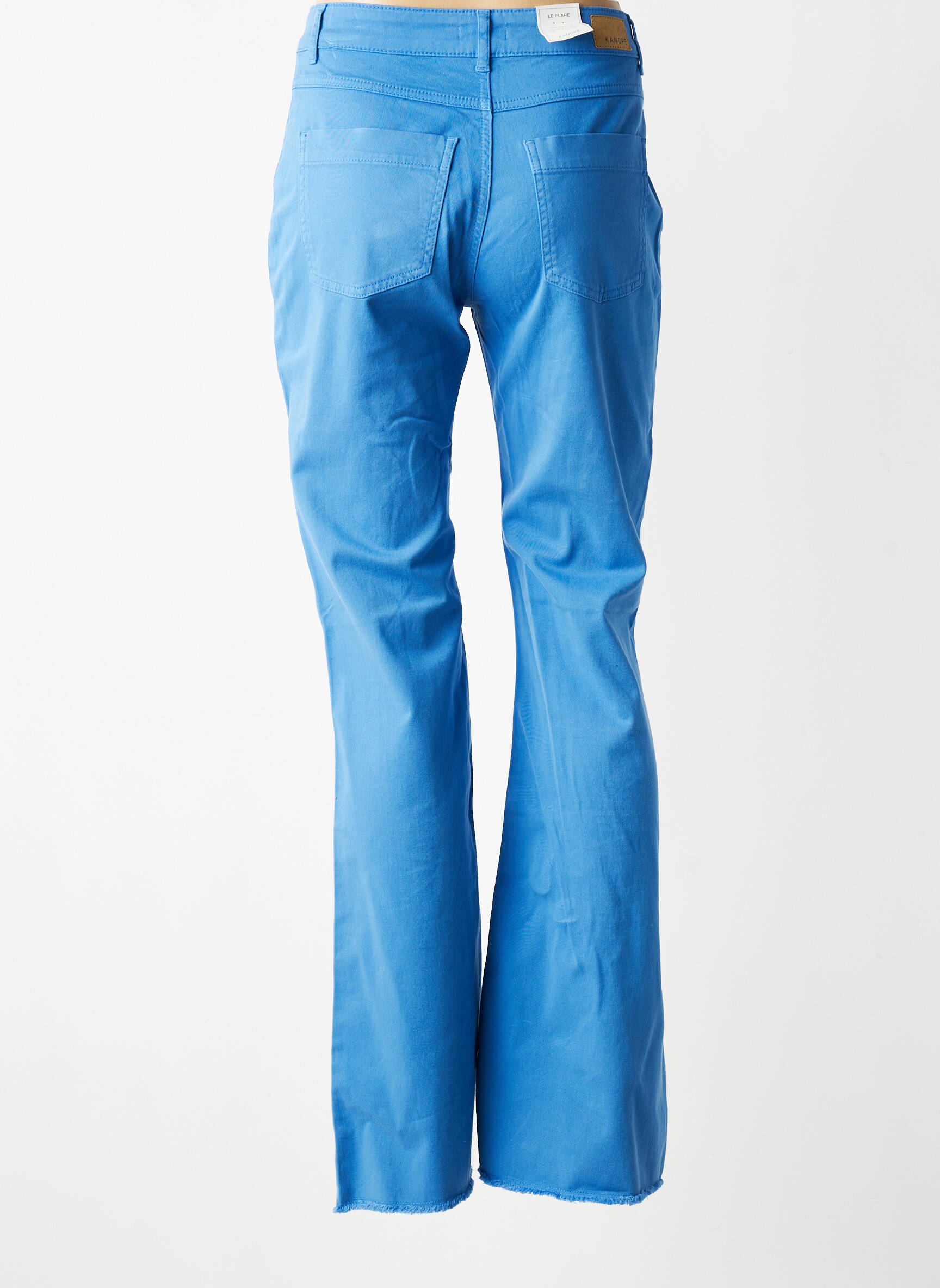 Jean coupe flare stretch taille haute bleu KANOPE femme