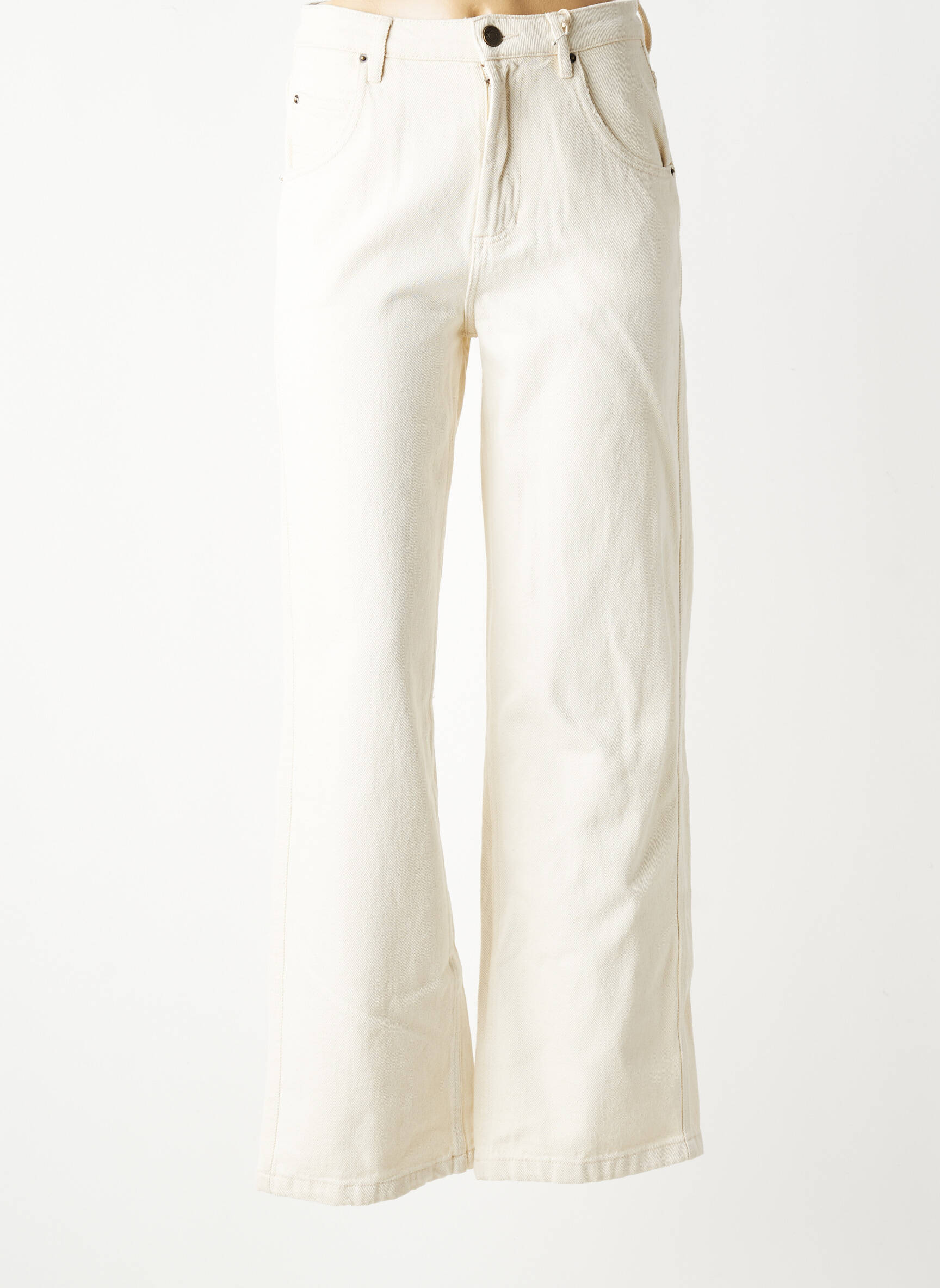 Jeans coupe large poches taille haute beige AMERICAN VINTAGE femme