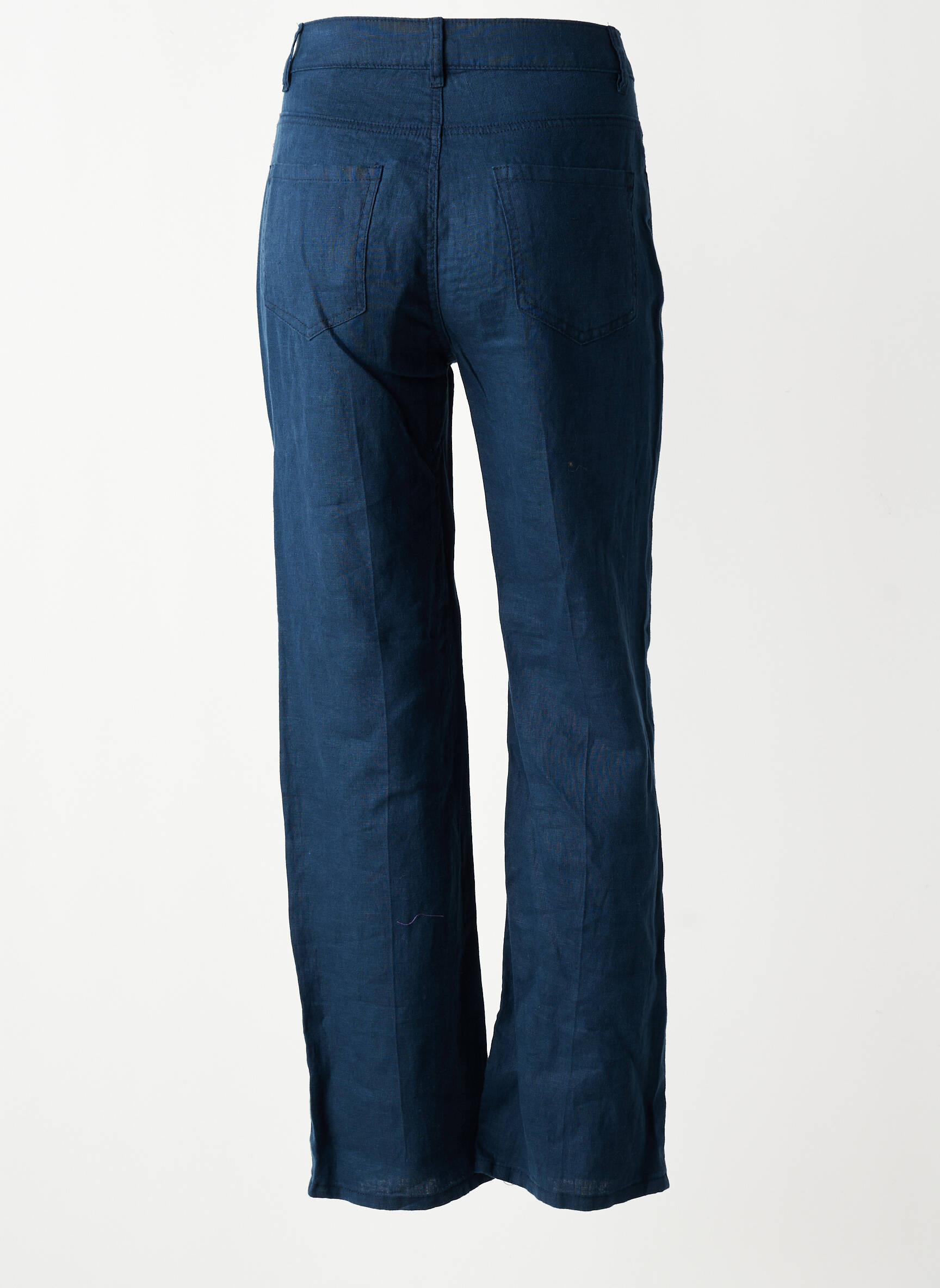 Pantalon droit tissage crêpe taille haute bleu VAN-DOS femme