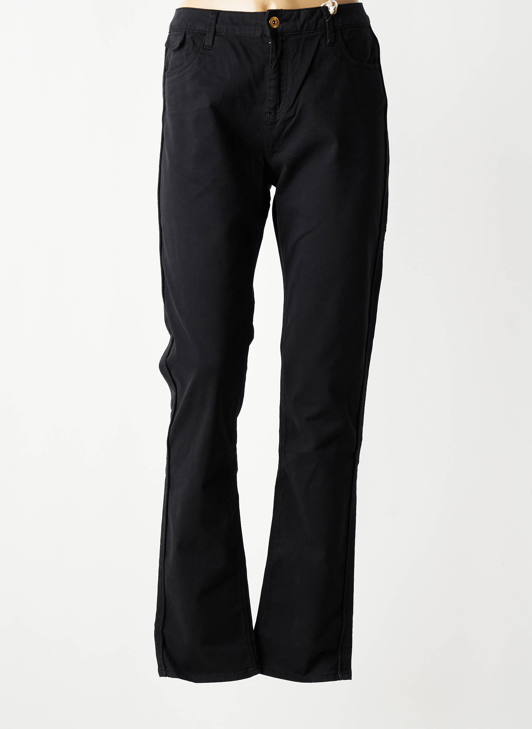 Pantalon slim tissage popeline taille normale noir KANOPE femme