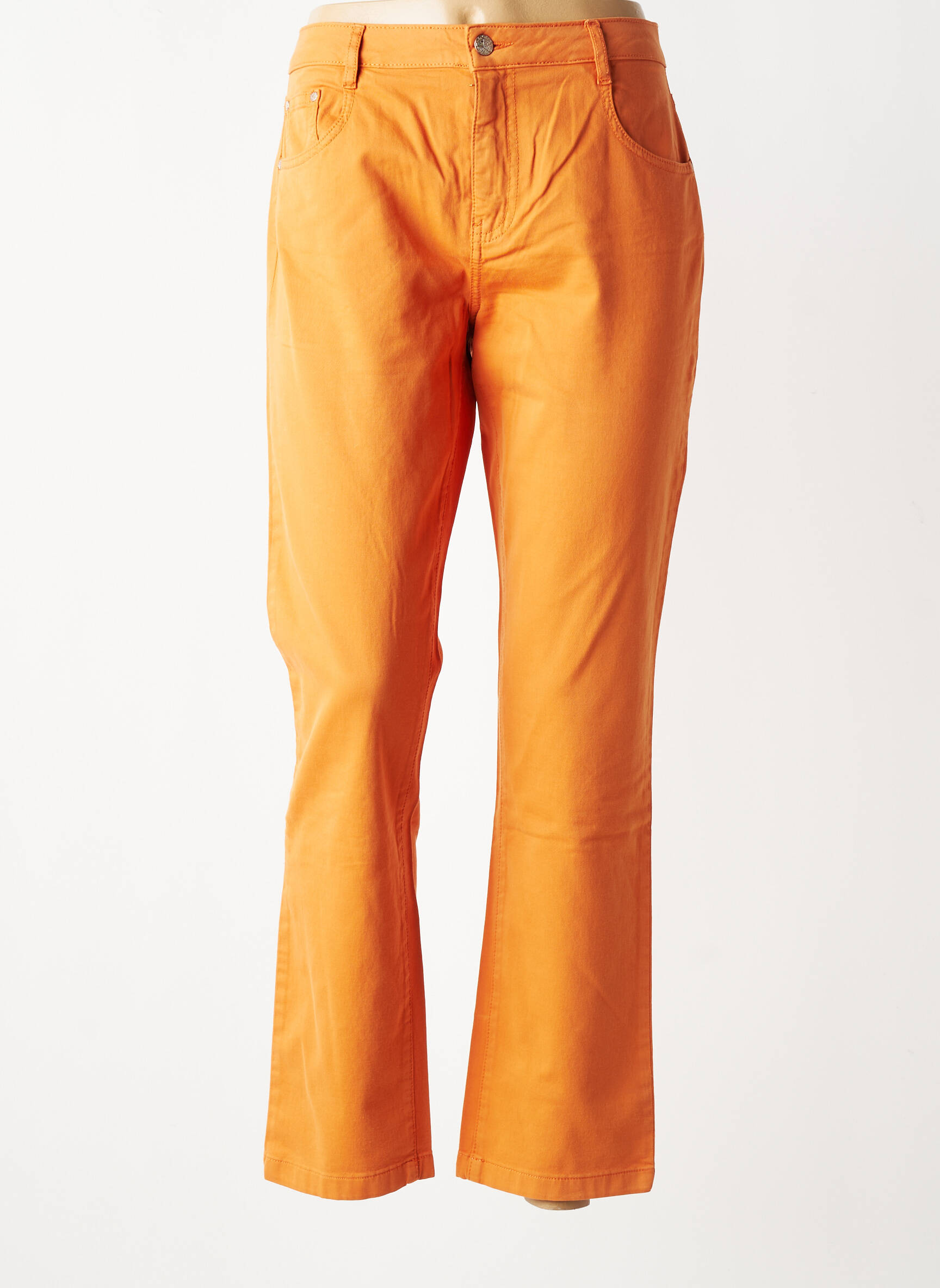 Pantalon droit tissage popeline taille normale orange LOLA ESPELETA femme