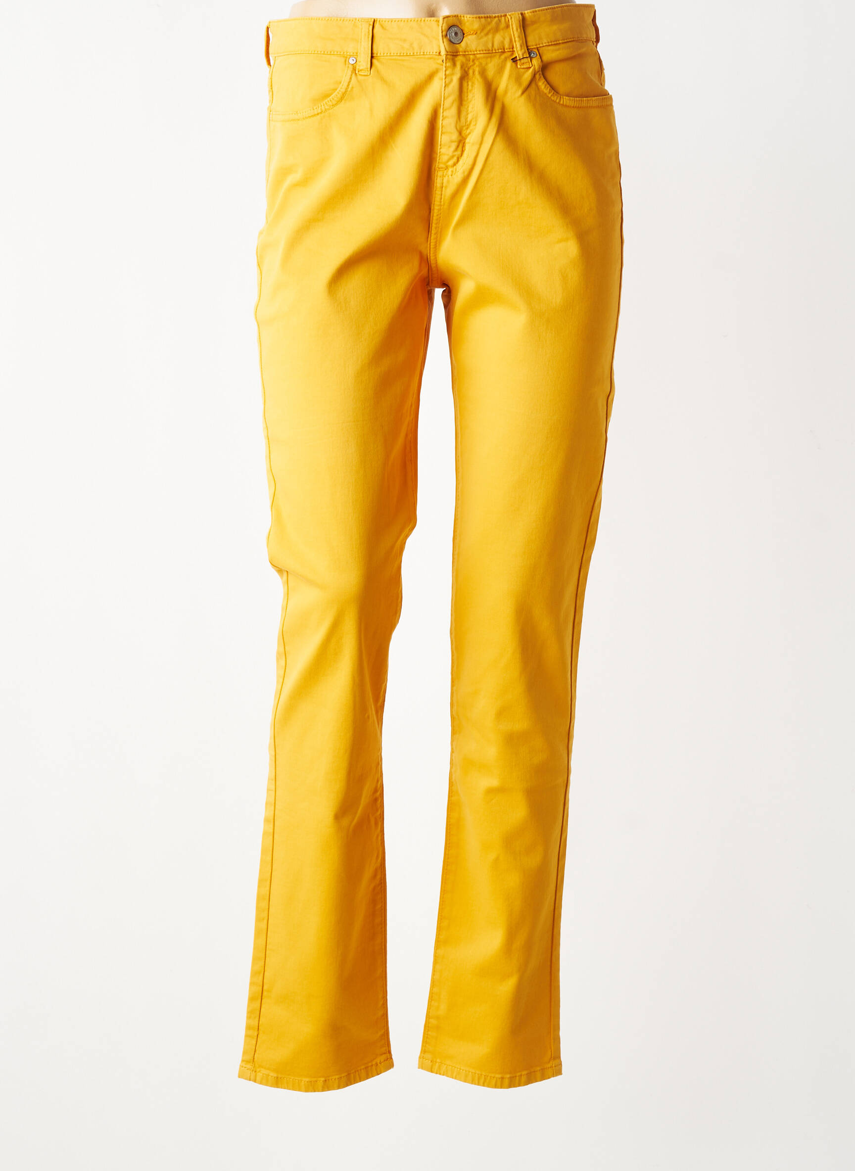 Pantalon droit tissage popeline taille normale jaune KANOPE femme
