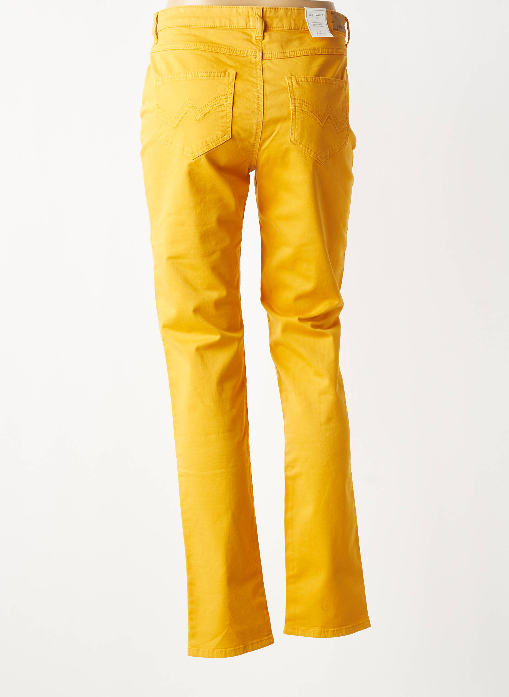 Pantalon droit tissage popeline taille normale jaune KANOPE femme