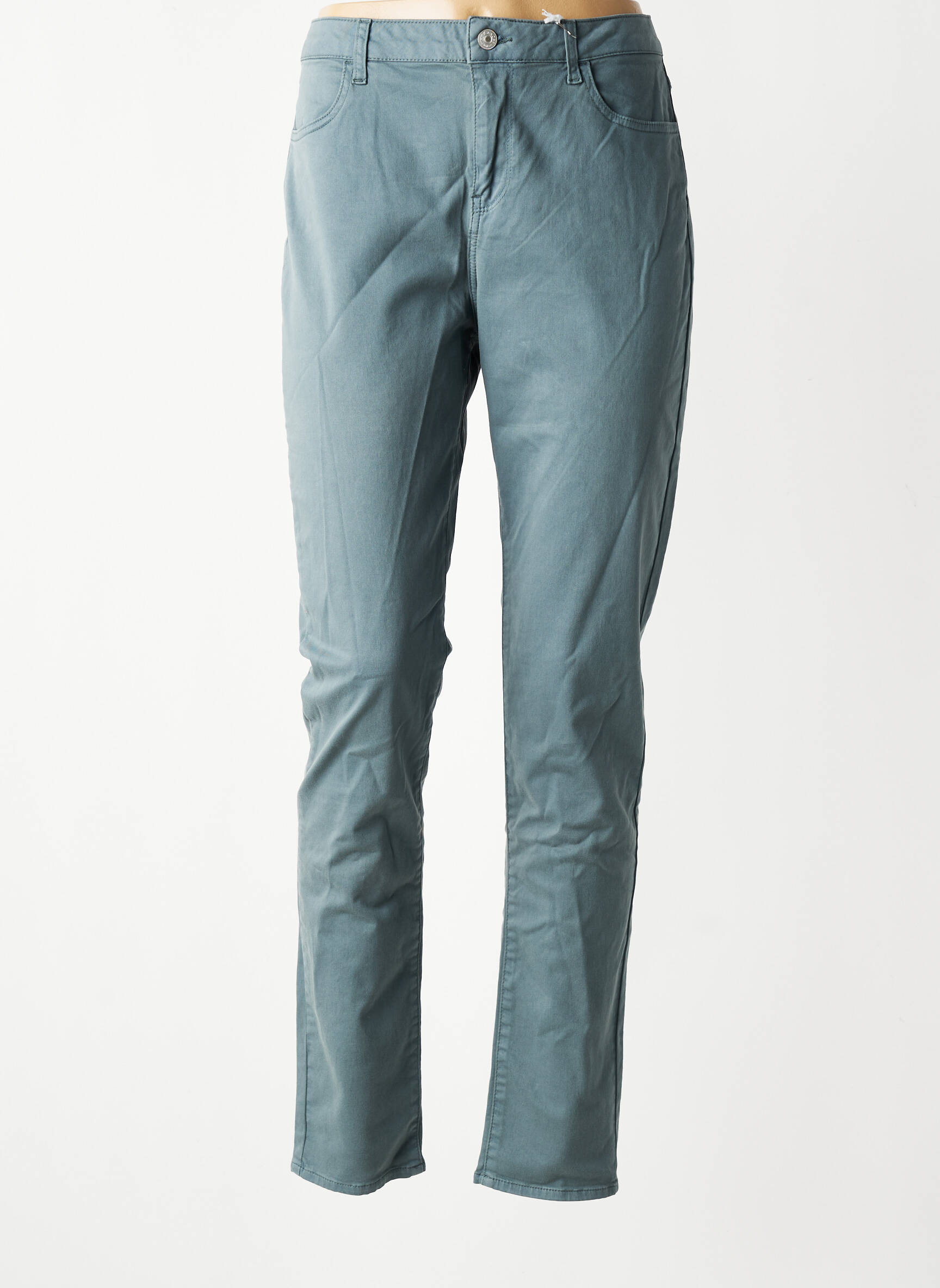 Pantalon slim tissage popeline taille normale gris KANOPE femme