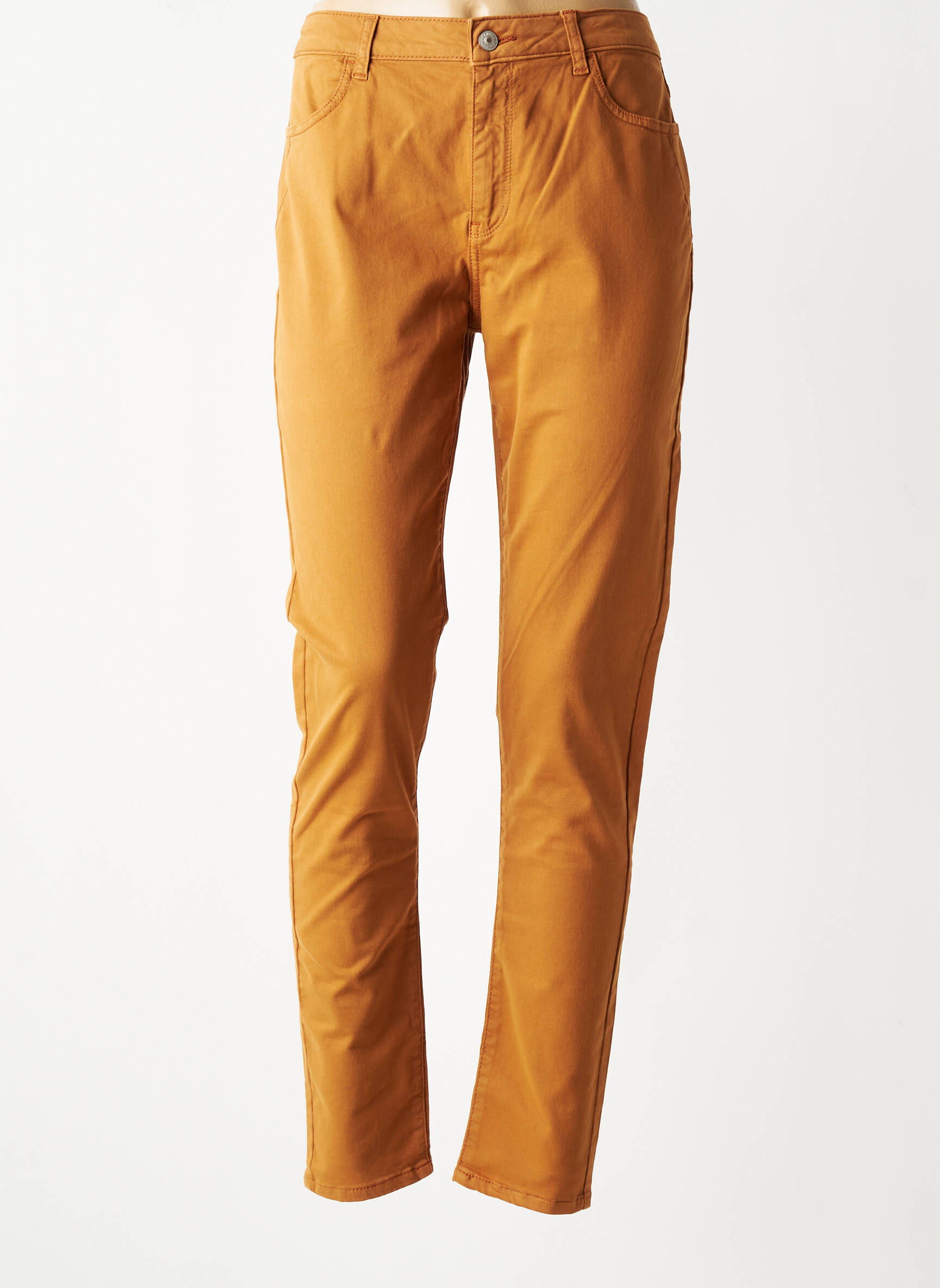 Pantalon slim tissage popeline taille normale jaune KANOPE femme