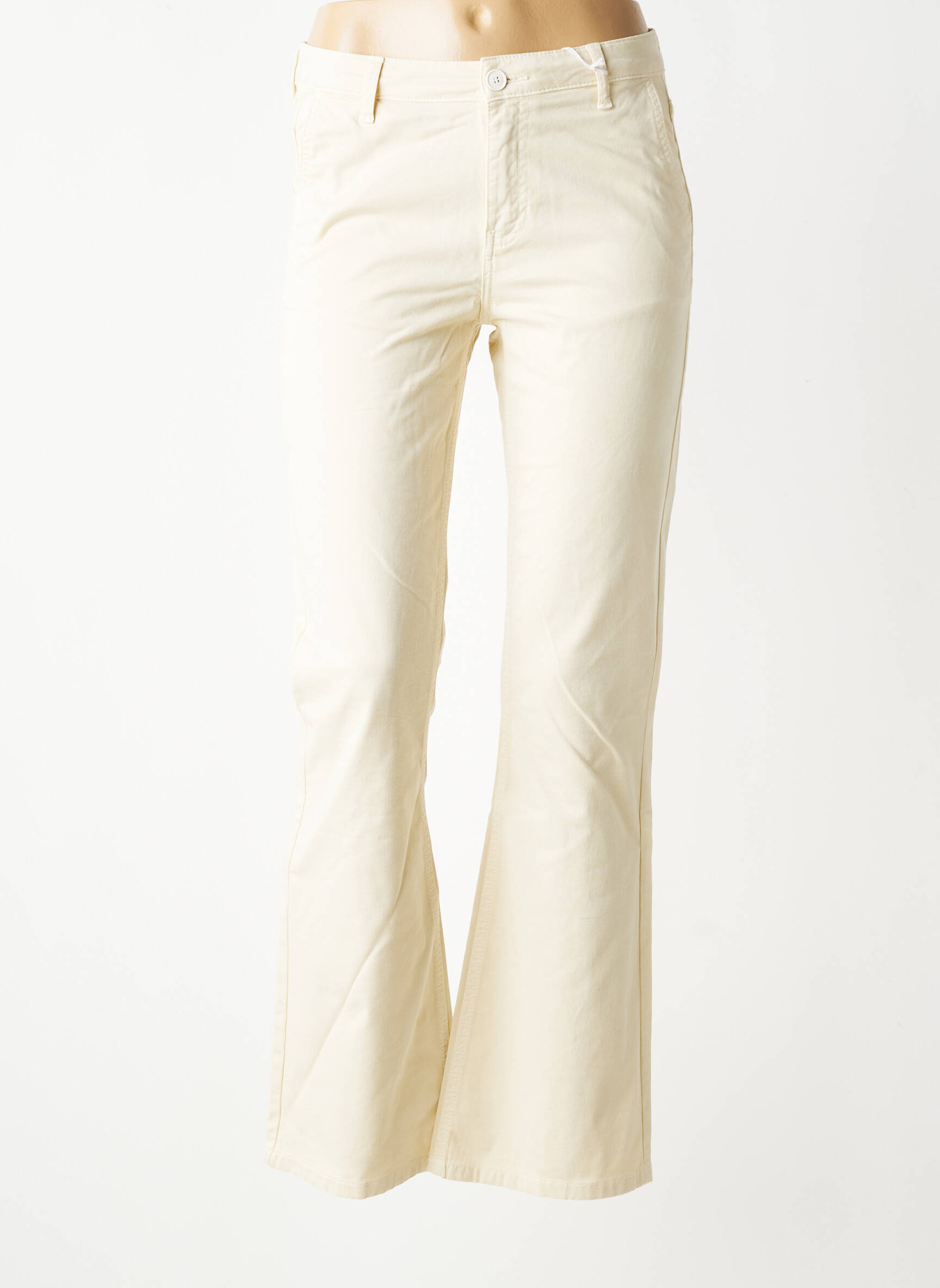 Jean coupe flare taille basse taille basse beige HAPPY femme