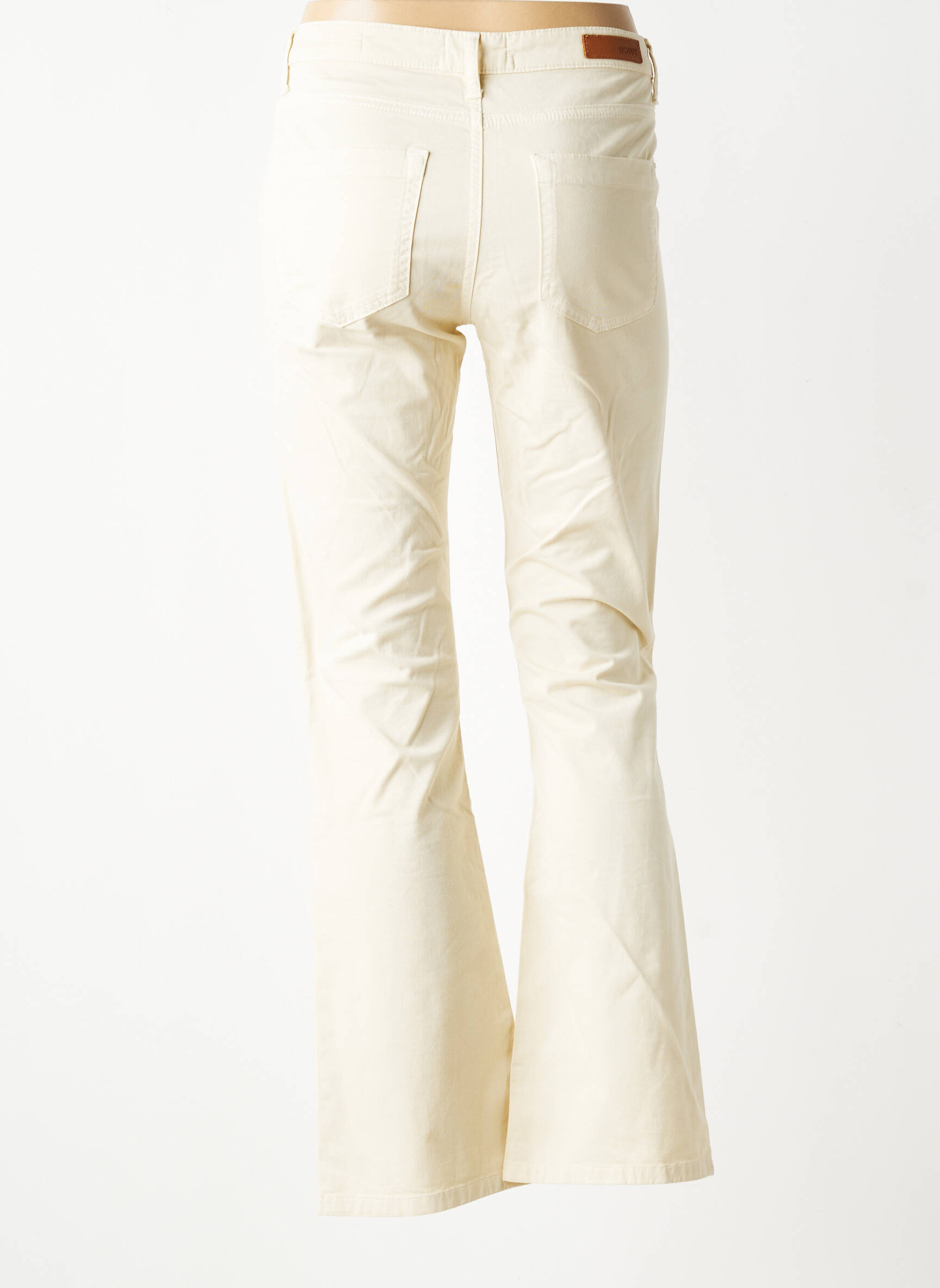 Jean coupe flare taille basse taille basse beige HAPPY femme