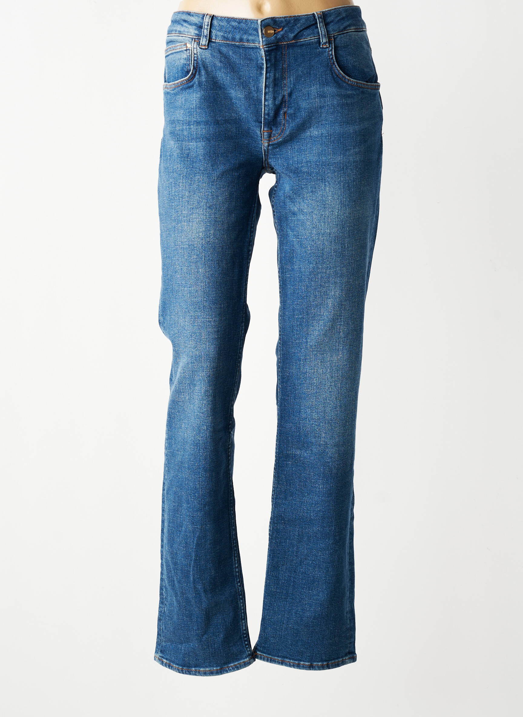 Jeans coupe droite stretch taille normale bleu REIKO femme