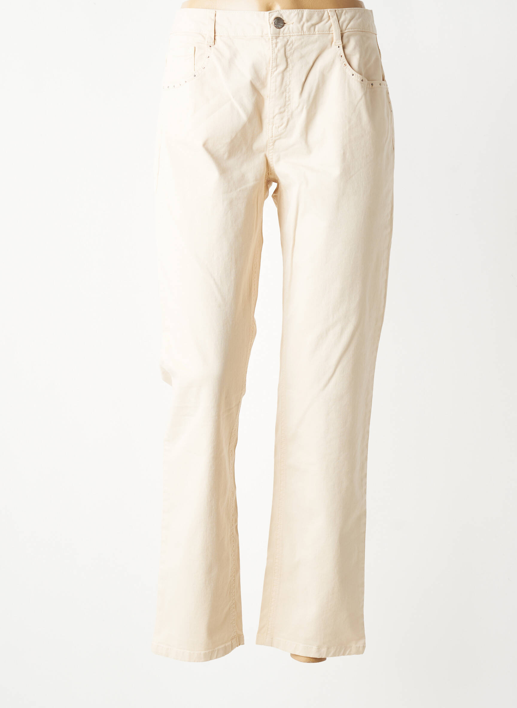 Pantalon droit tissage popeline taille normale beige LOLA ESPELETA femme