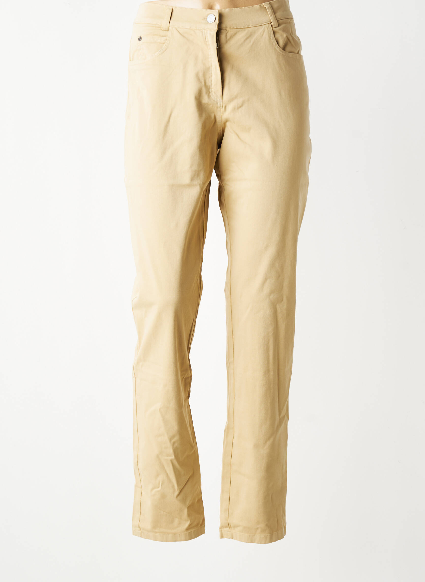 Pantalon slim tissage popeline taille normale beige QUATTRO femme