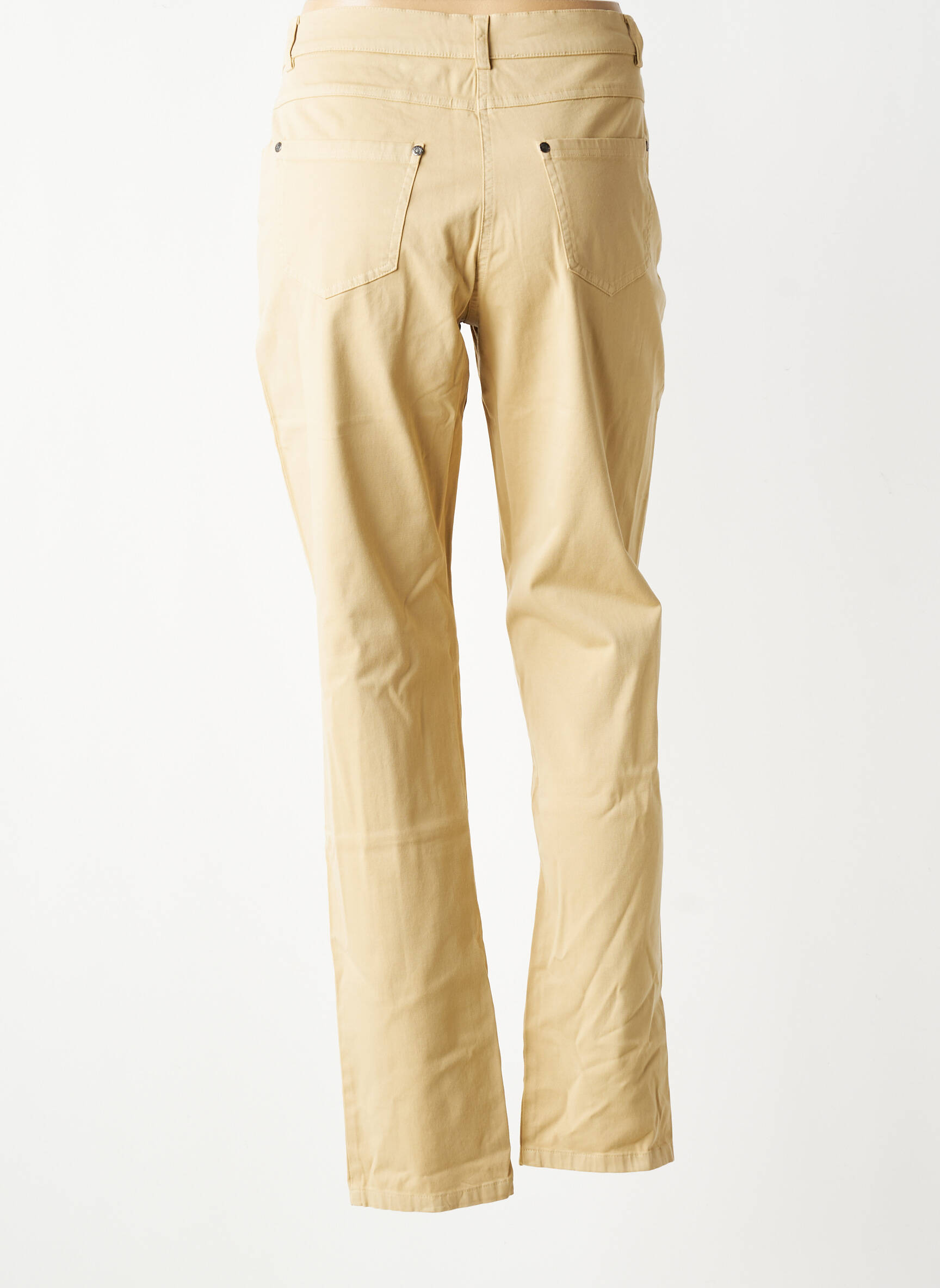 Pantalon slim tissage popeline taille normale beige QUATTRO femme