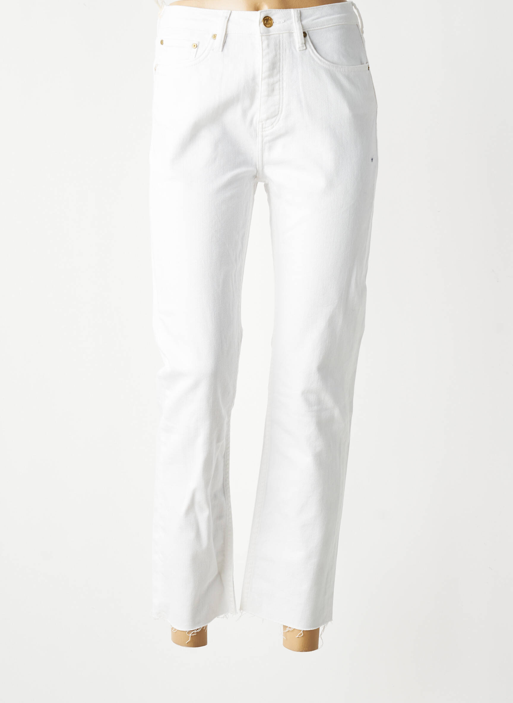 Jeans coupe slim taille haute taille haute blanc REIKO femme