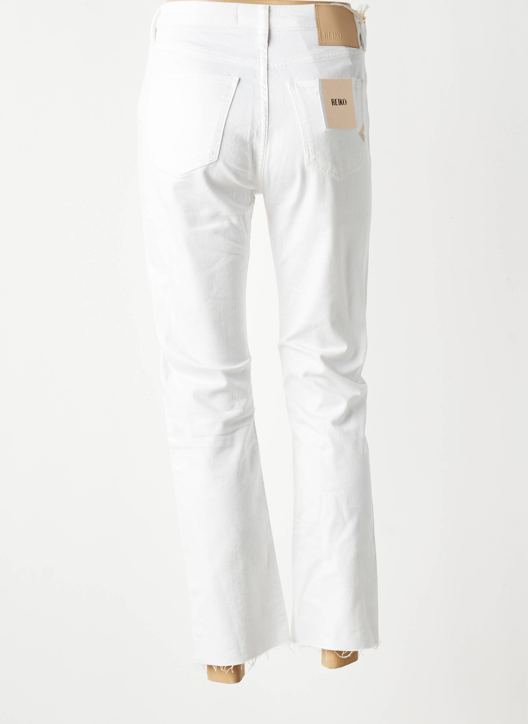 Jeans coupe slim taille haute taille haute blanc REIKO femme