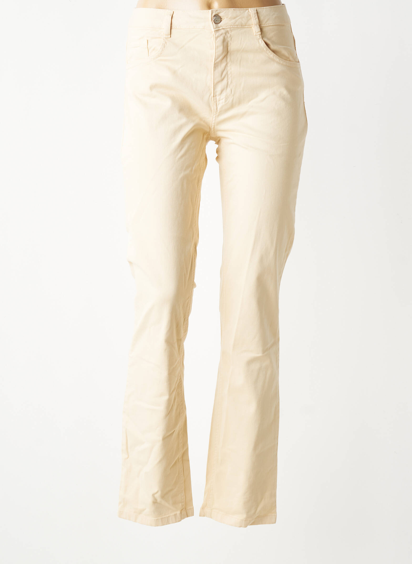 Pantalon slim taille haute taille haute beige LOLA ESPELETA femme
