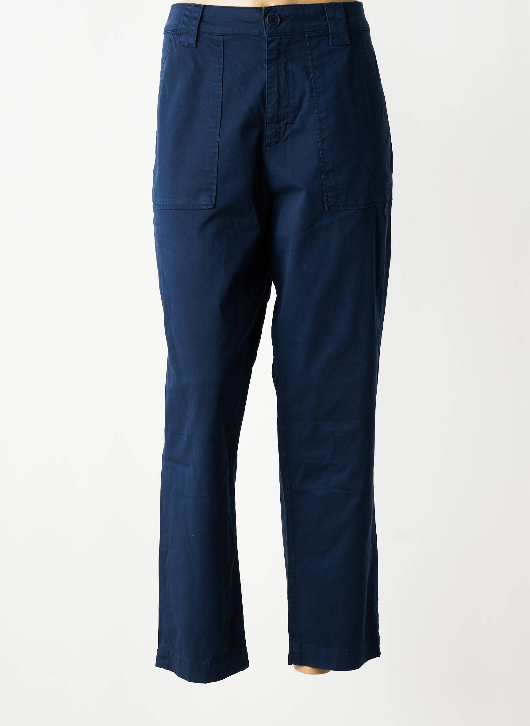 Pantalon droit tissage popeline taille normale bleu KANOPE femme