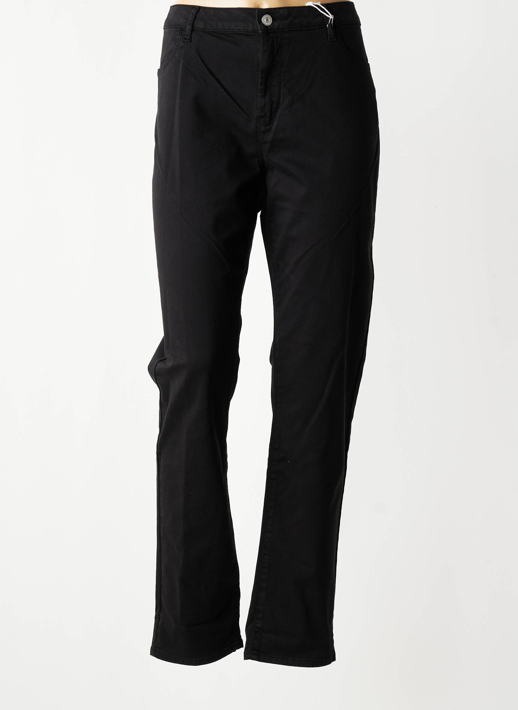 Pantalon droit tissage popeline taille normale noir KANOPE femme