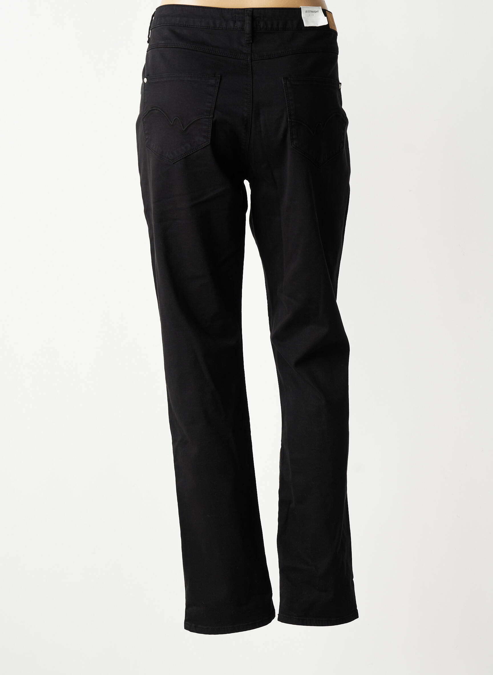 Pantalon droit tissage popeline taille normale noir KANOPE femme