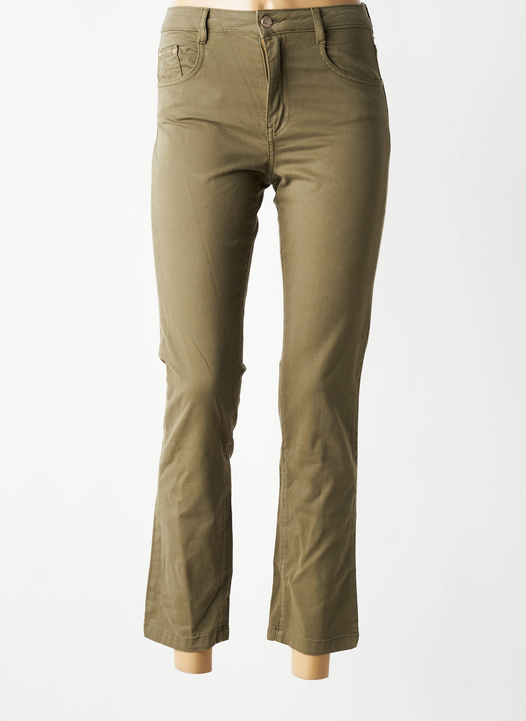 Pantalon slim taille haute taille haute vert LOLA ESPELETA femme