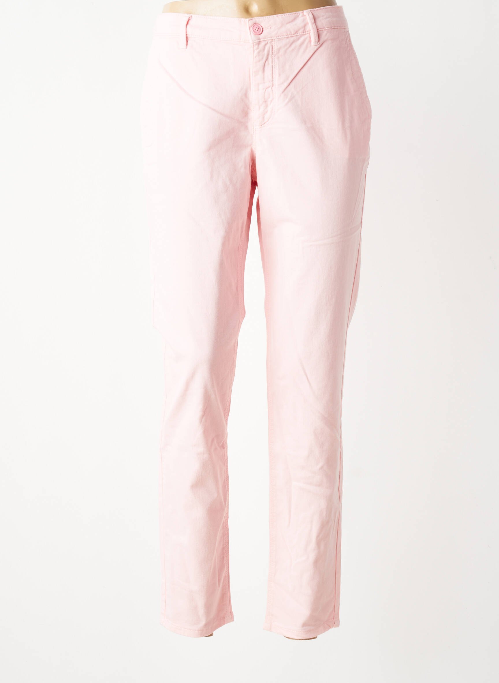 Pantalon chino stretch taille normale rose HAPPY femme