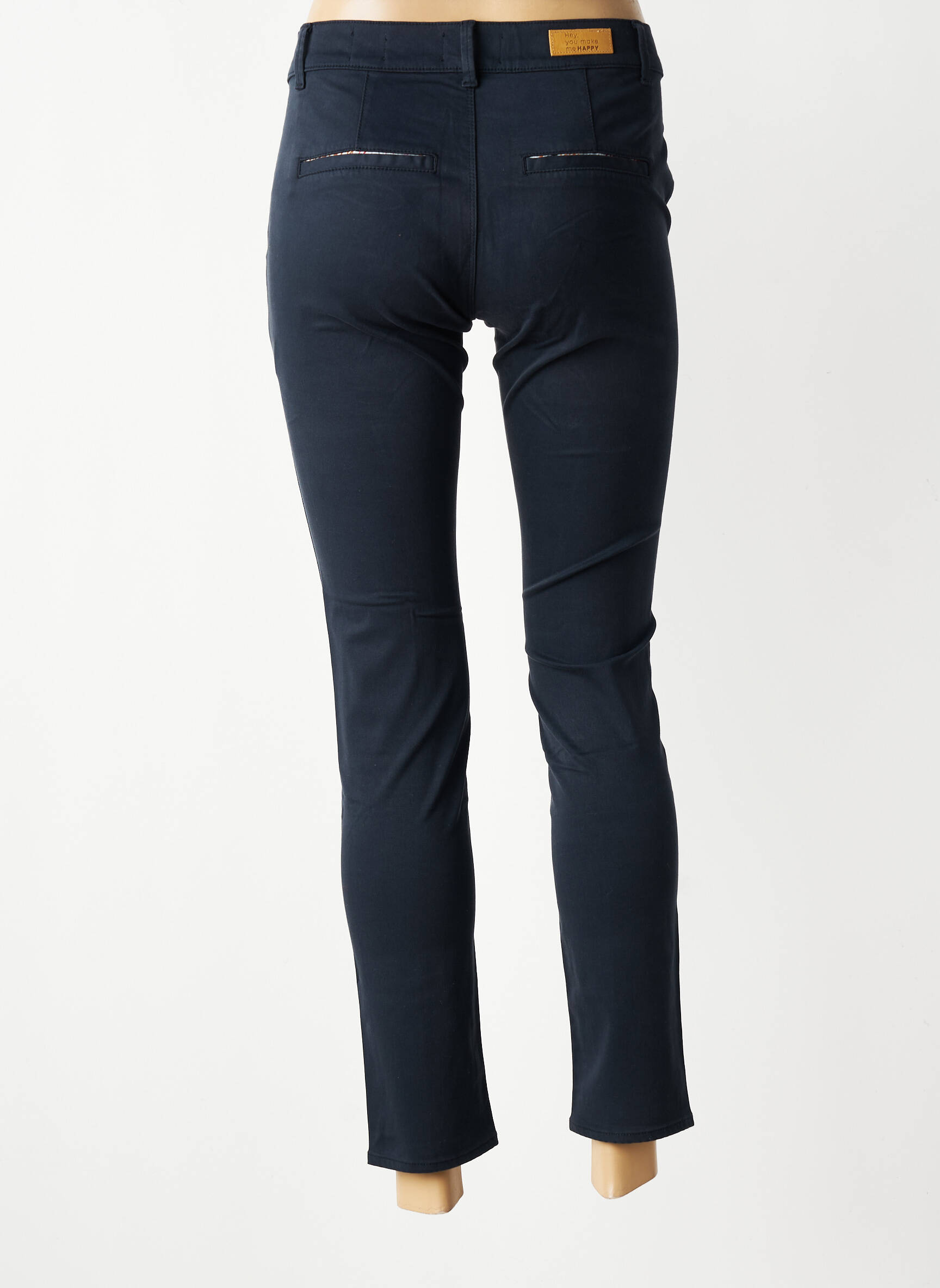 Pantalon chino stretch taille normale bleu HAPPY femme