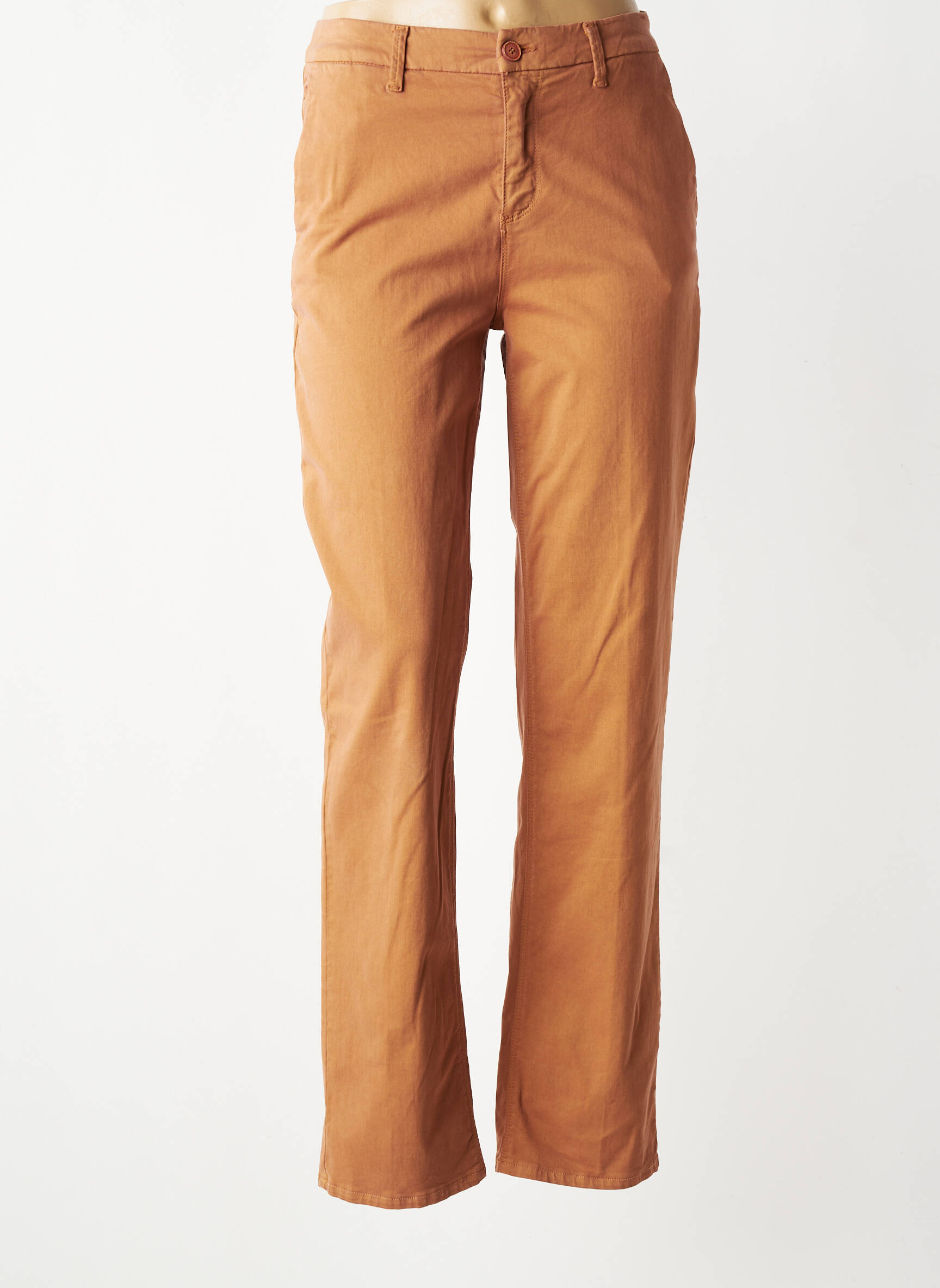 Pantalon chino stretch taille normale marron HAPPY femme