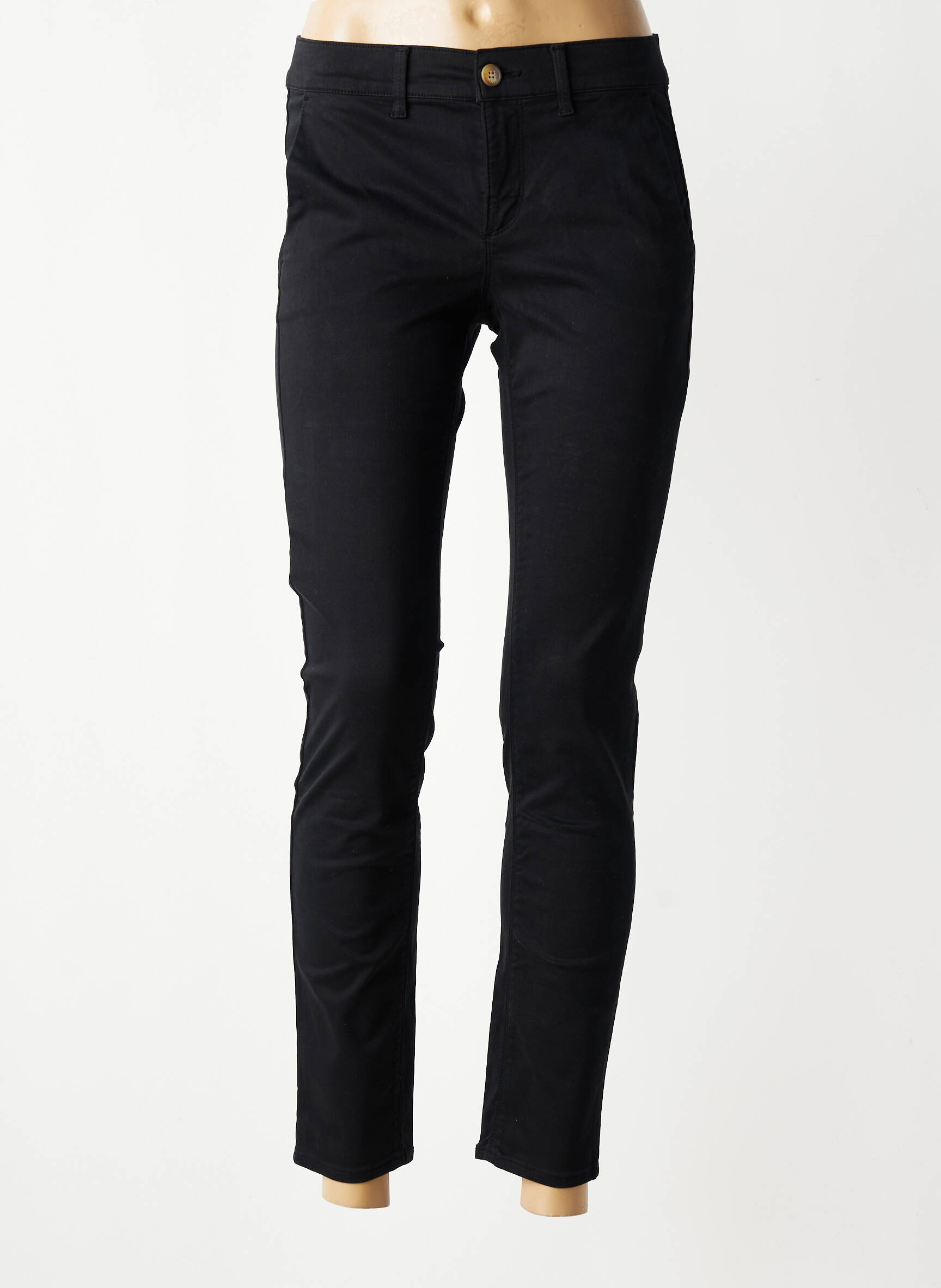 Pantalon chino stretch taille normale noir HAPPY femme