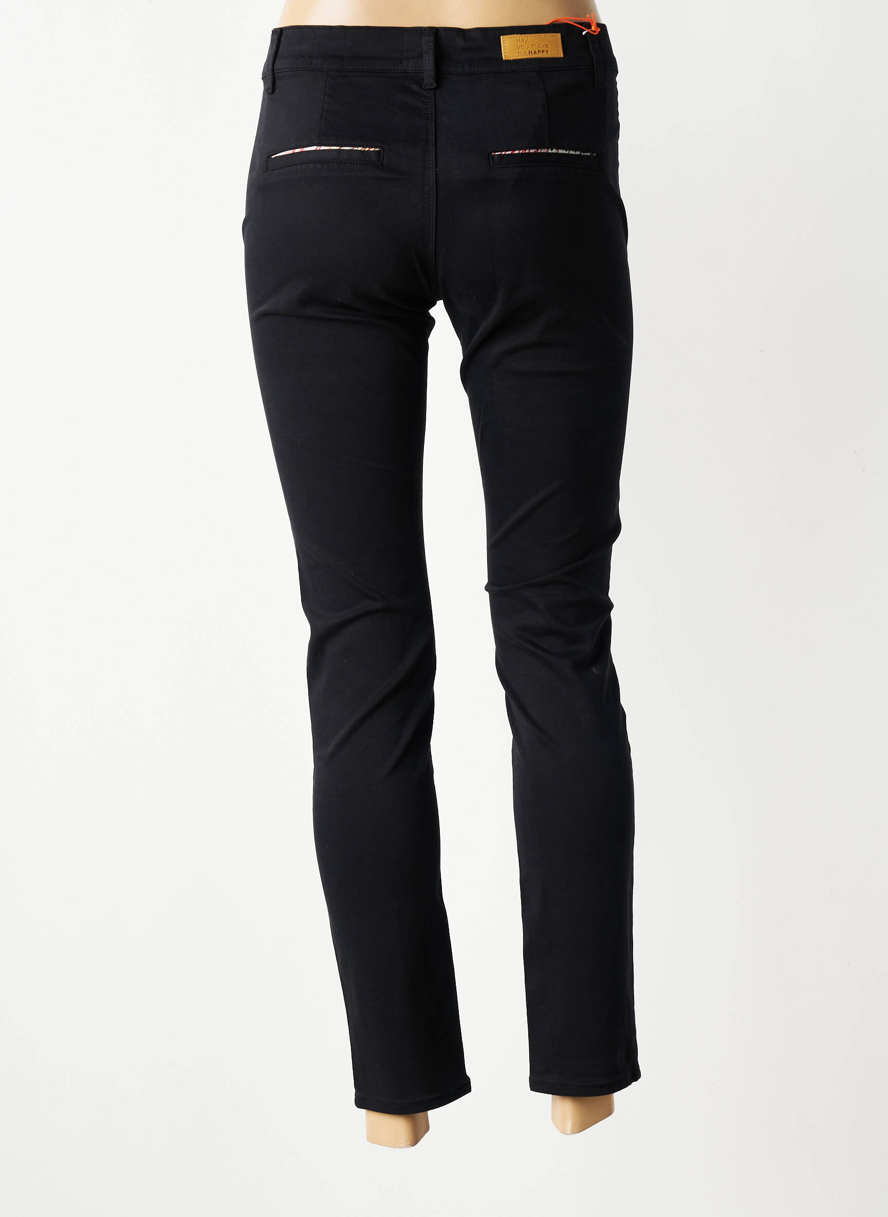 Pantalon chino stretch taille normale noir HAPPY femme